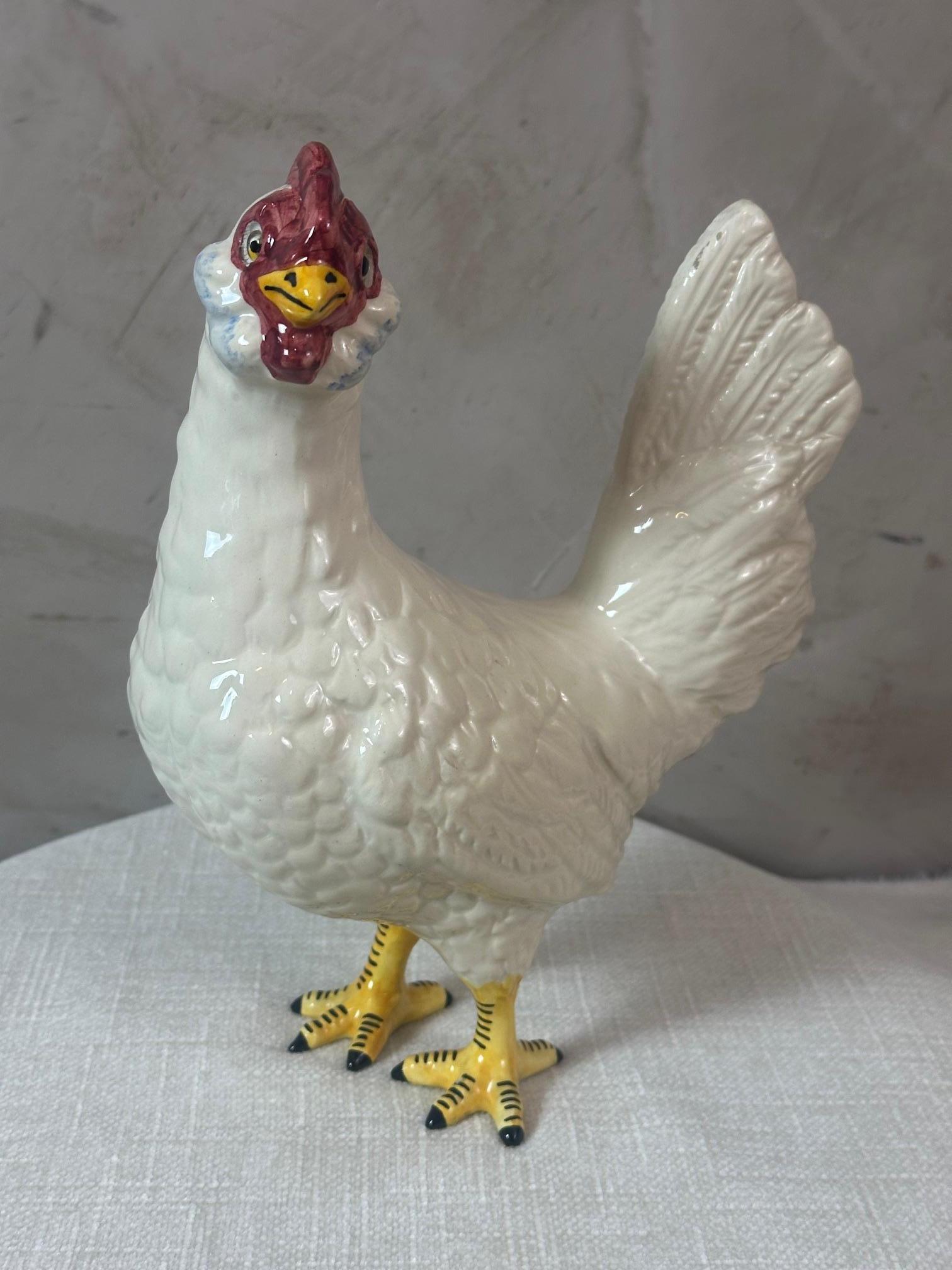 Early 20th century French Ceramic Chicken, 1920s For Sale 7