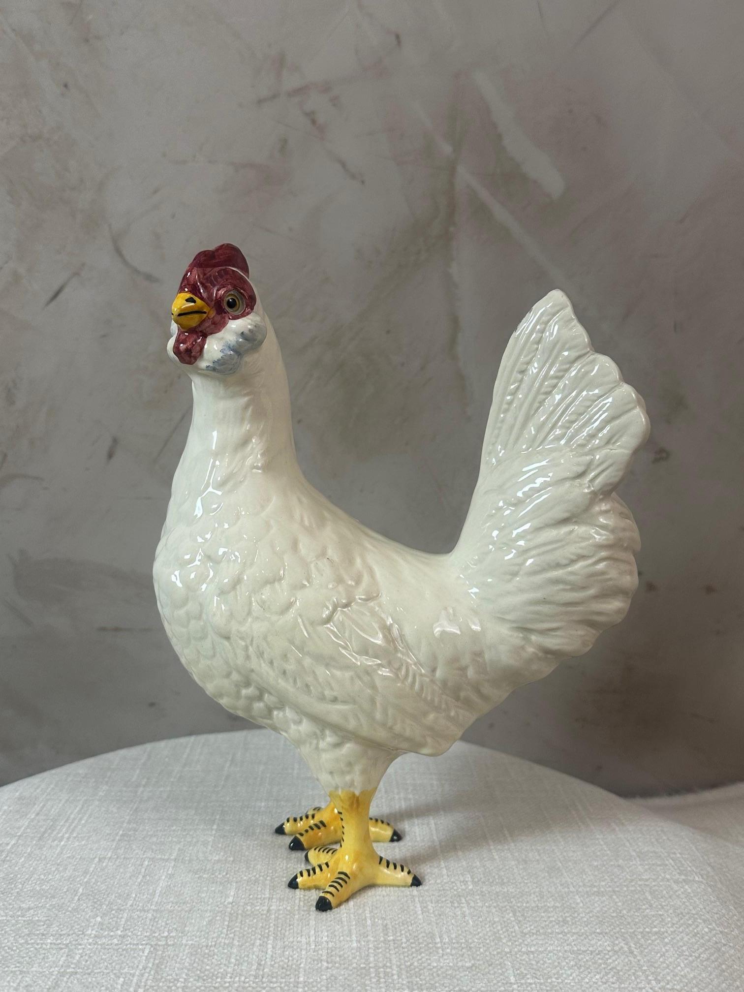 Early 20th century French Ceramic Chicken, 1920s For Sale 5