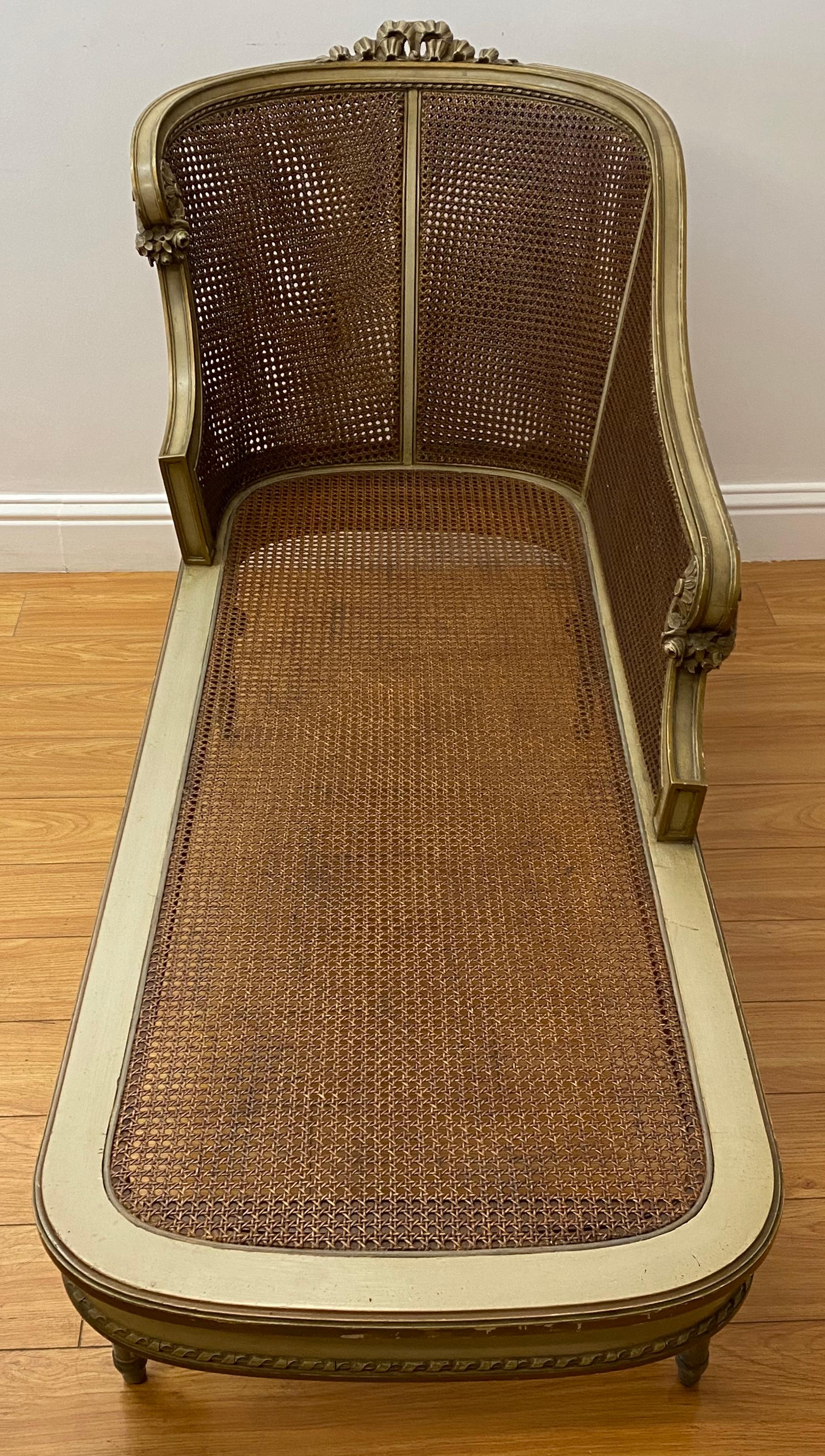 French Provincial Early 20th Century French Chaise with Restored Caning