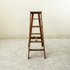 Early 20th Century French Cherrywood and Pine Folding Library Ladder