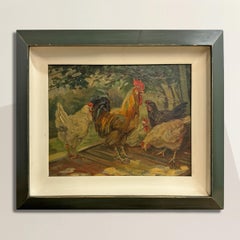 Early 20th Century French Chicken Painting