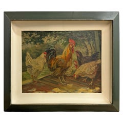 Early 20th Century French Chicken Painting