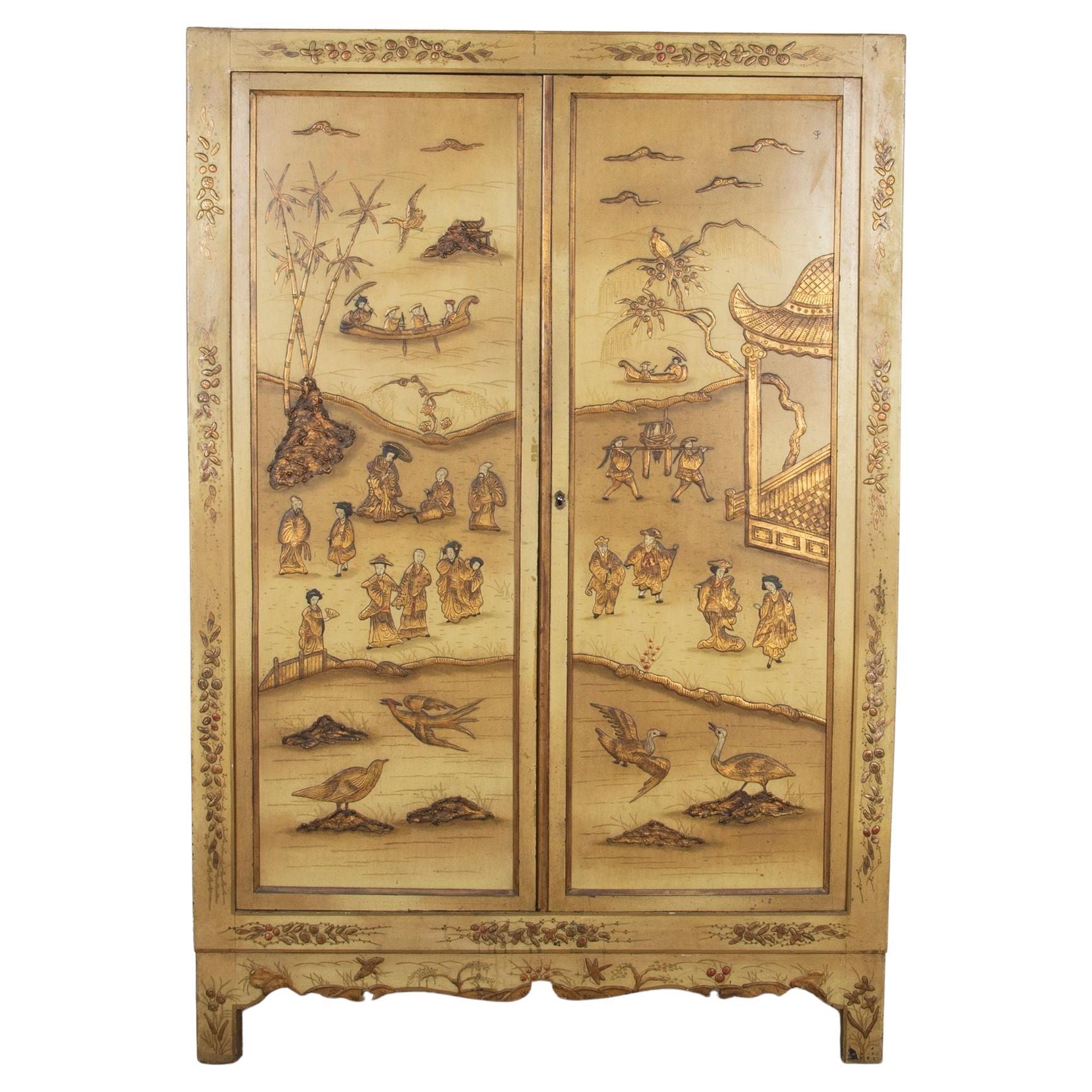 Early 20th Century French Chinoiserie Armoire Cupboard