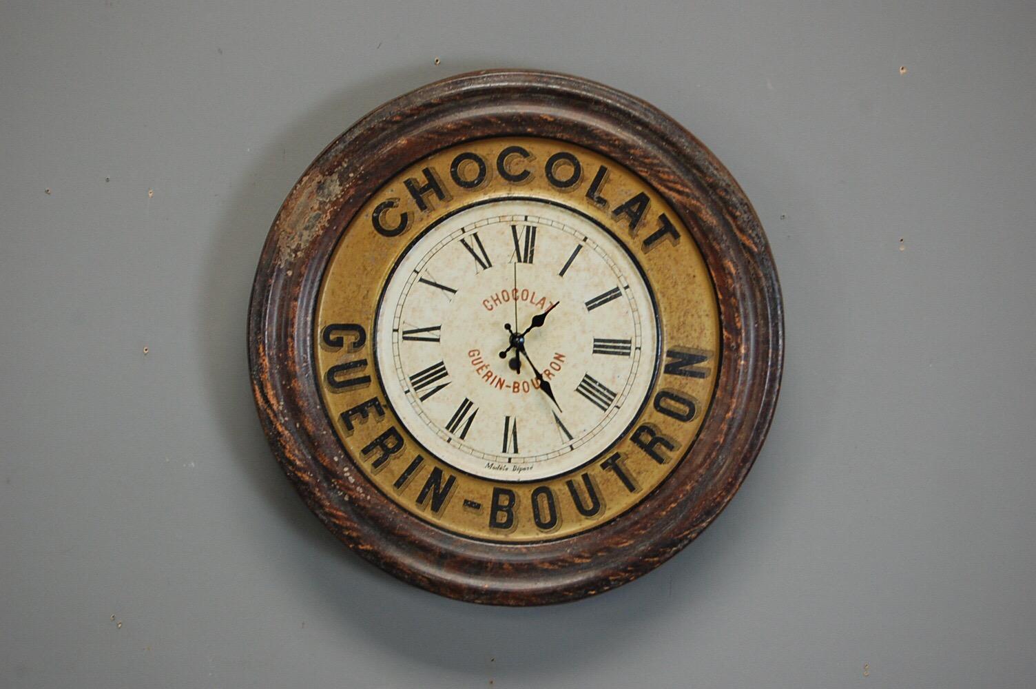 Early 20th Century French Chocolat Advertising Clock In Fair Condition In Pease pottage, West Sussex