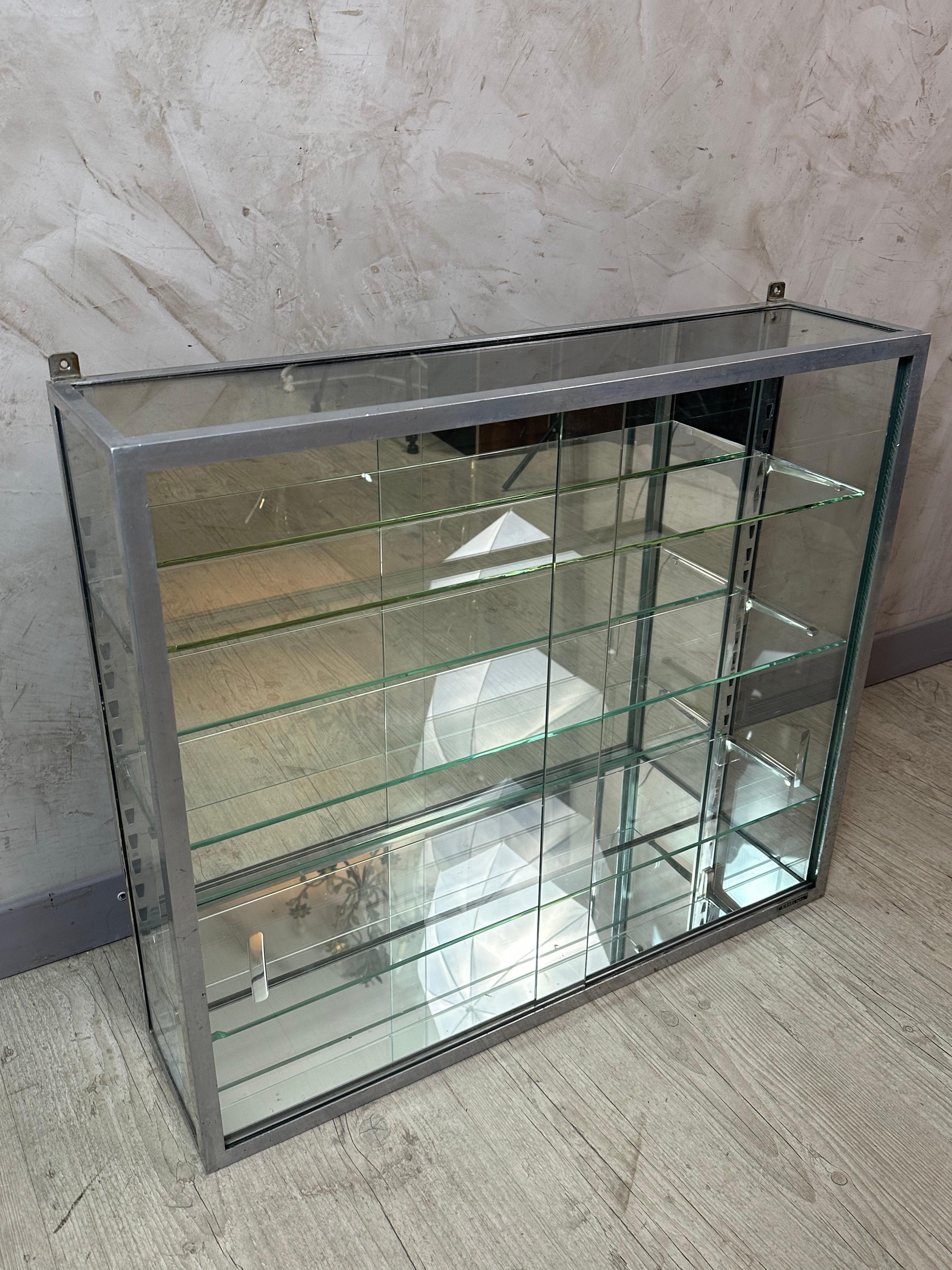 Early 20th century French Chromed Metal, Mirror and Glass Wall Shelf, 1920s For Sale 2