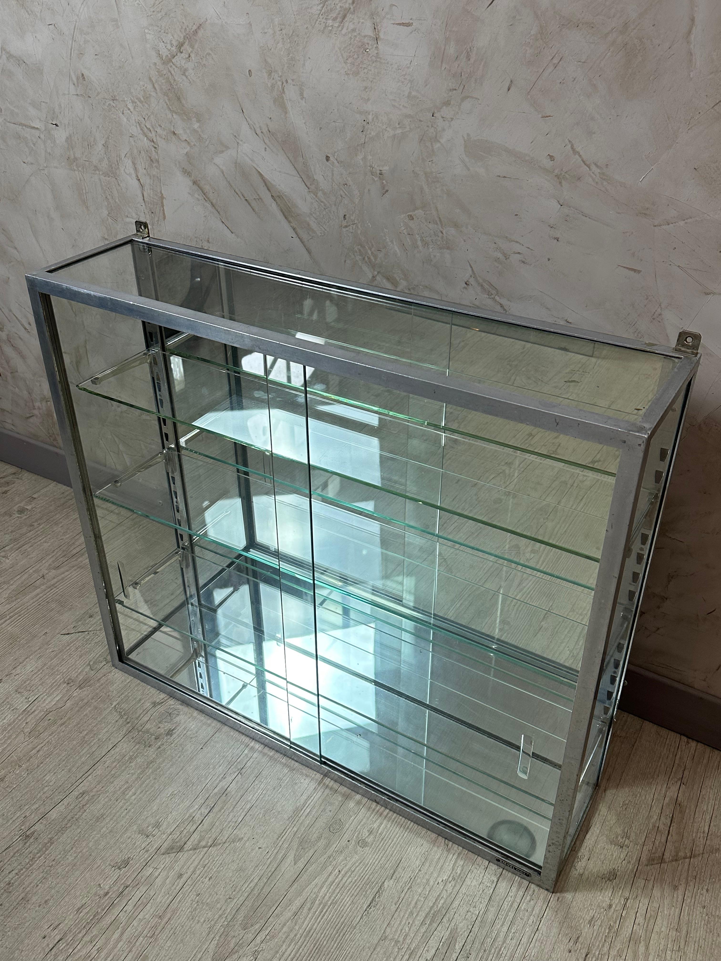 Early 20th century French Chromed Metal, Mirror and Glass Wall Shelf, 1920s For Sale 3