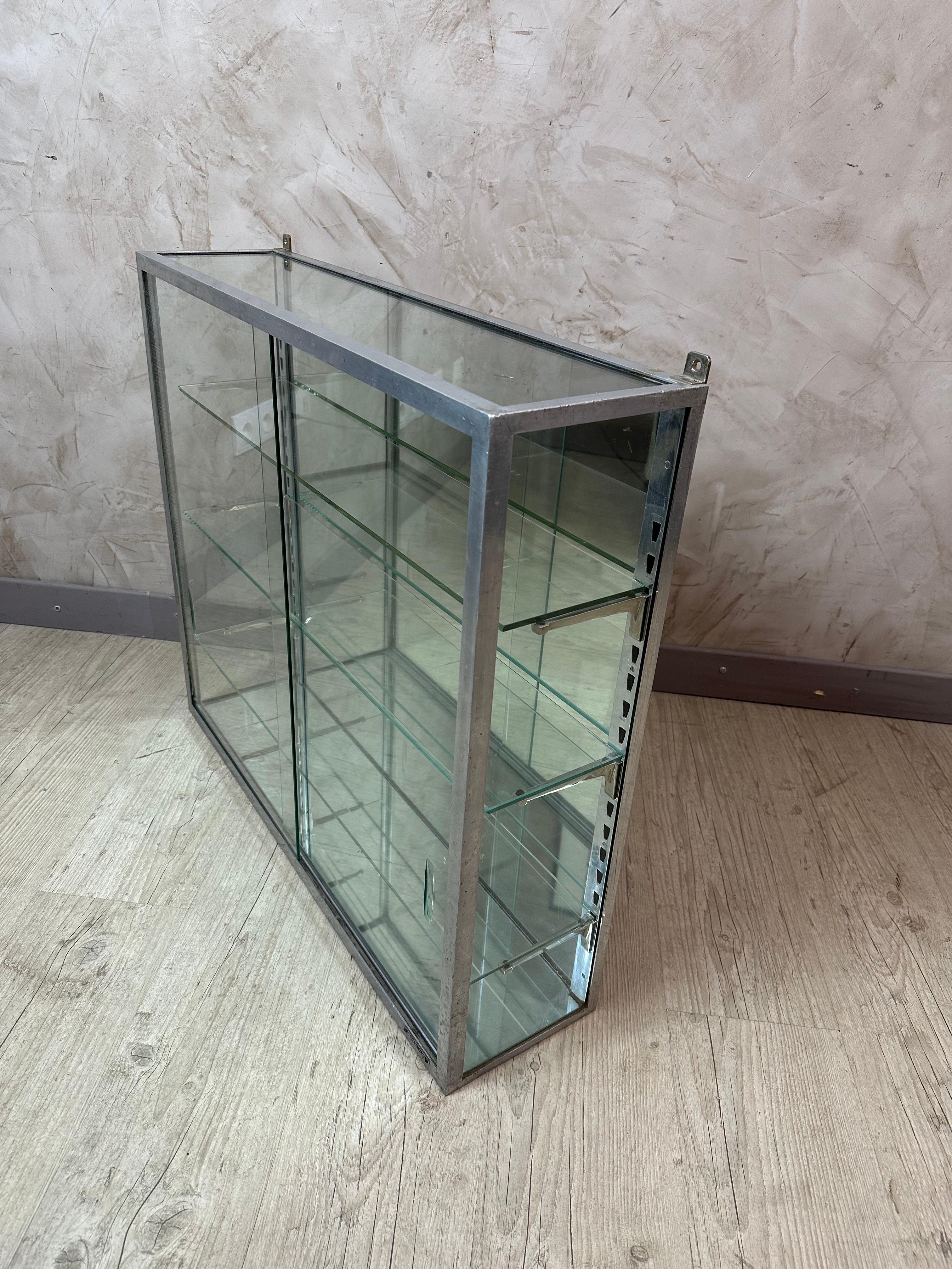 Early 20th century French Chromed Metal, Mirror and Glass Wall Shelf, 1920s For Sale 4