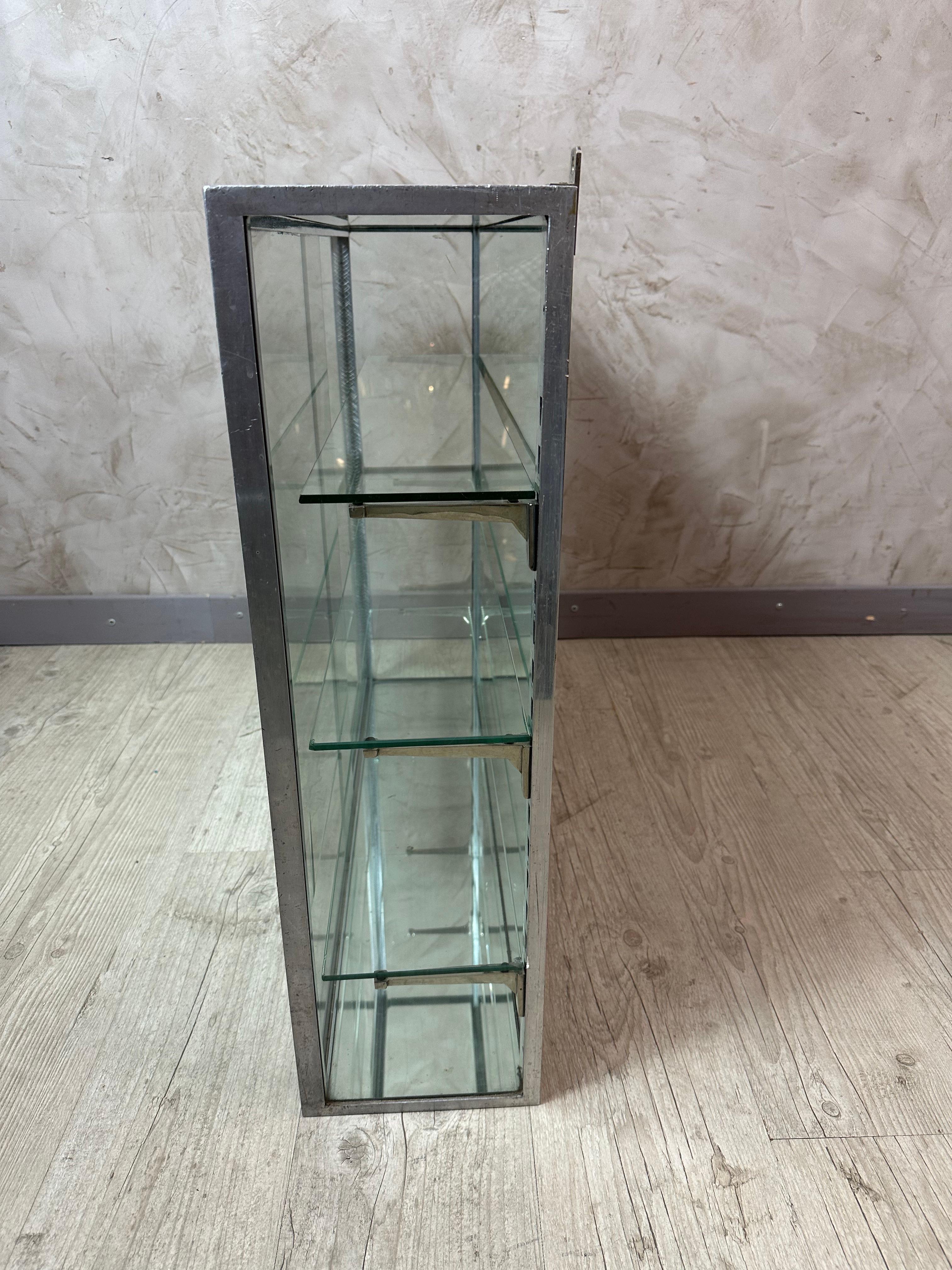 Early 20th century French Chromed Metal, Mirror and Glass Wall Shelf, 1920s For Sale 5