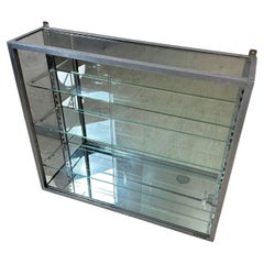 Early 20th century French Chromed Metal, Mirror and Glass Wall Shelf, 1920s