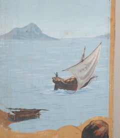 Early 20th Century French Coastal Painted Screen
