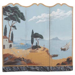 Early 20th Century French Coastal Painted Screen