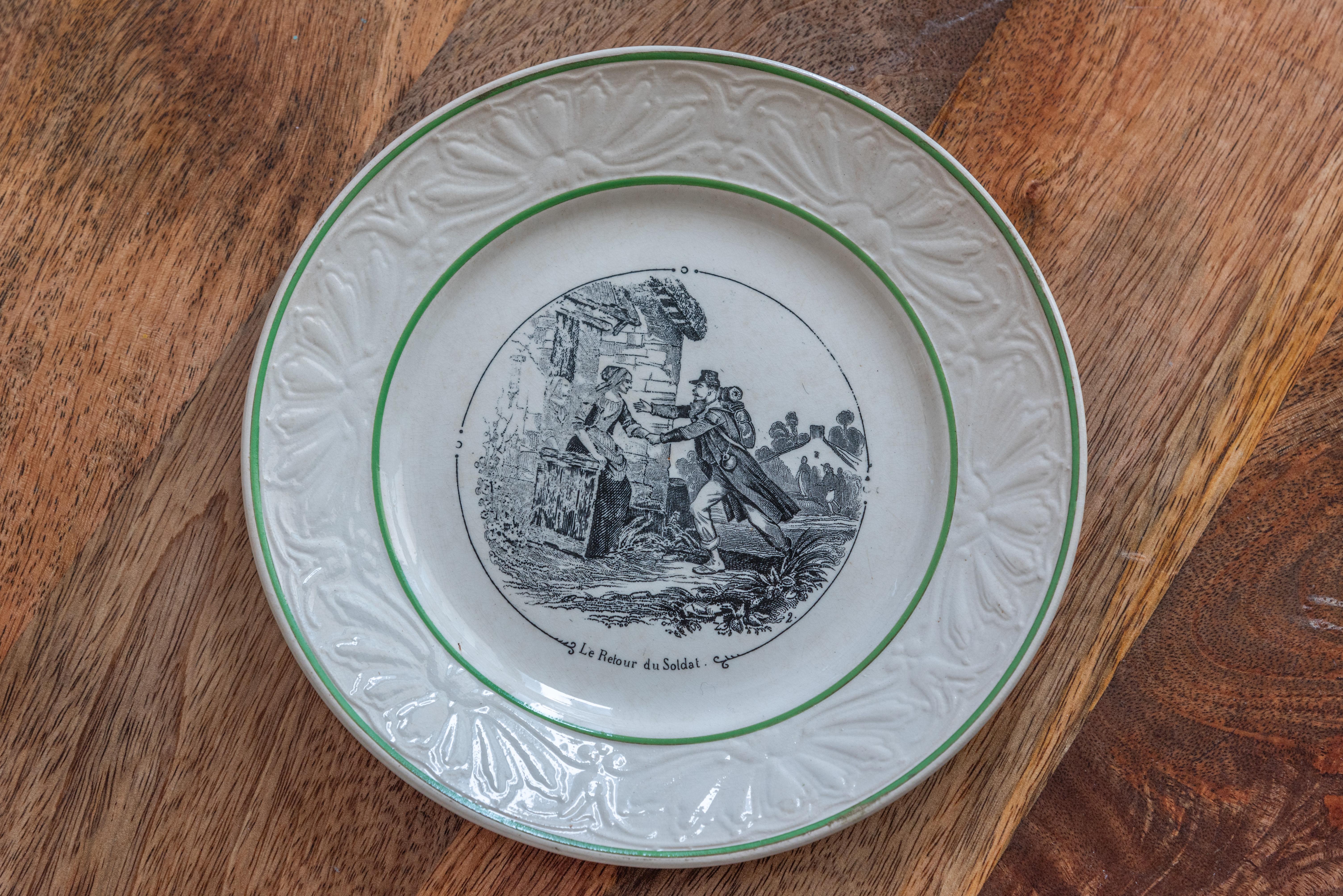 Earthenware Early 20th Century French Comic Plates By Sarreguemines For Sale