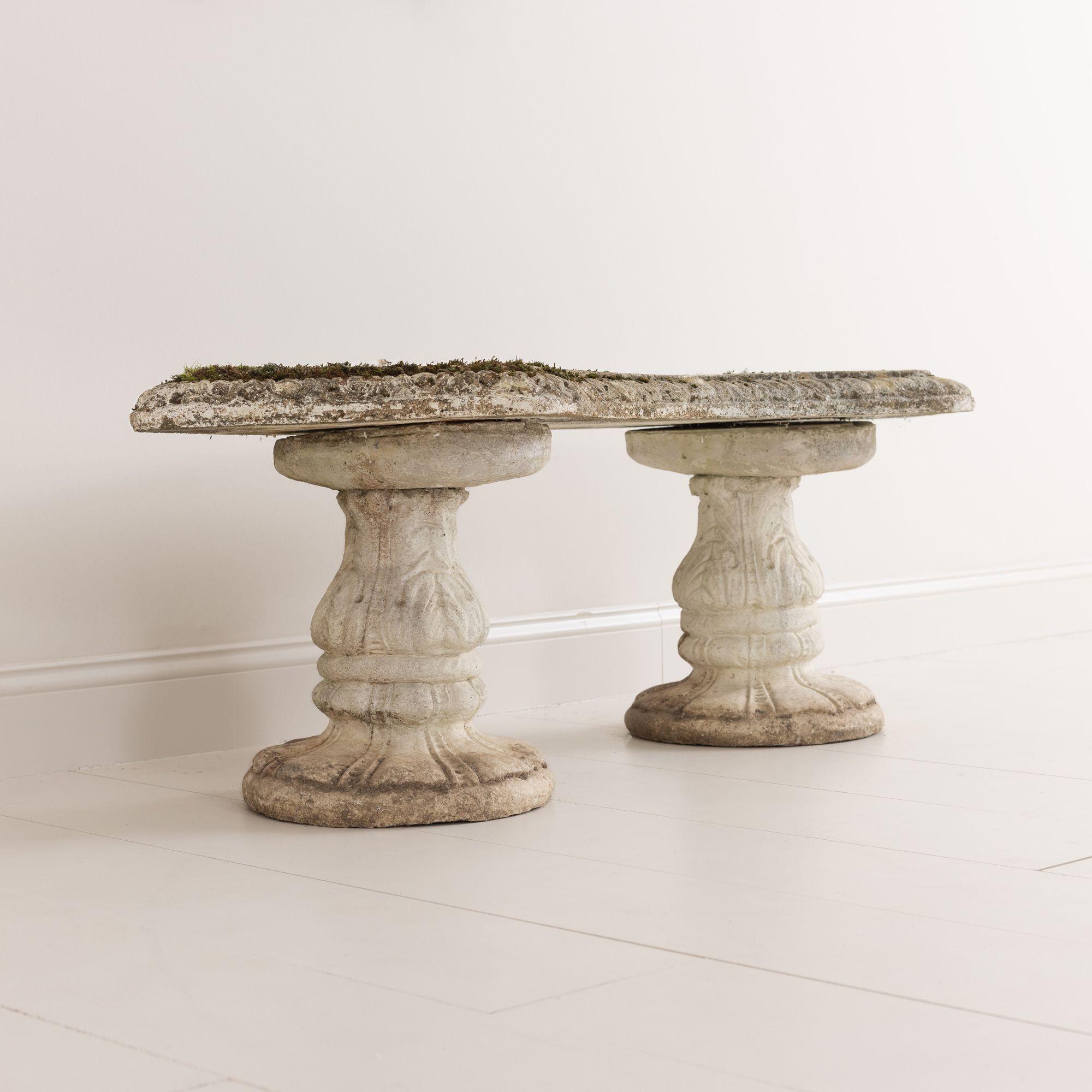 Early 20th Century French Concrete Garden Bench For Sale 3