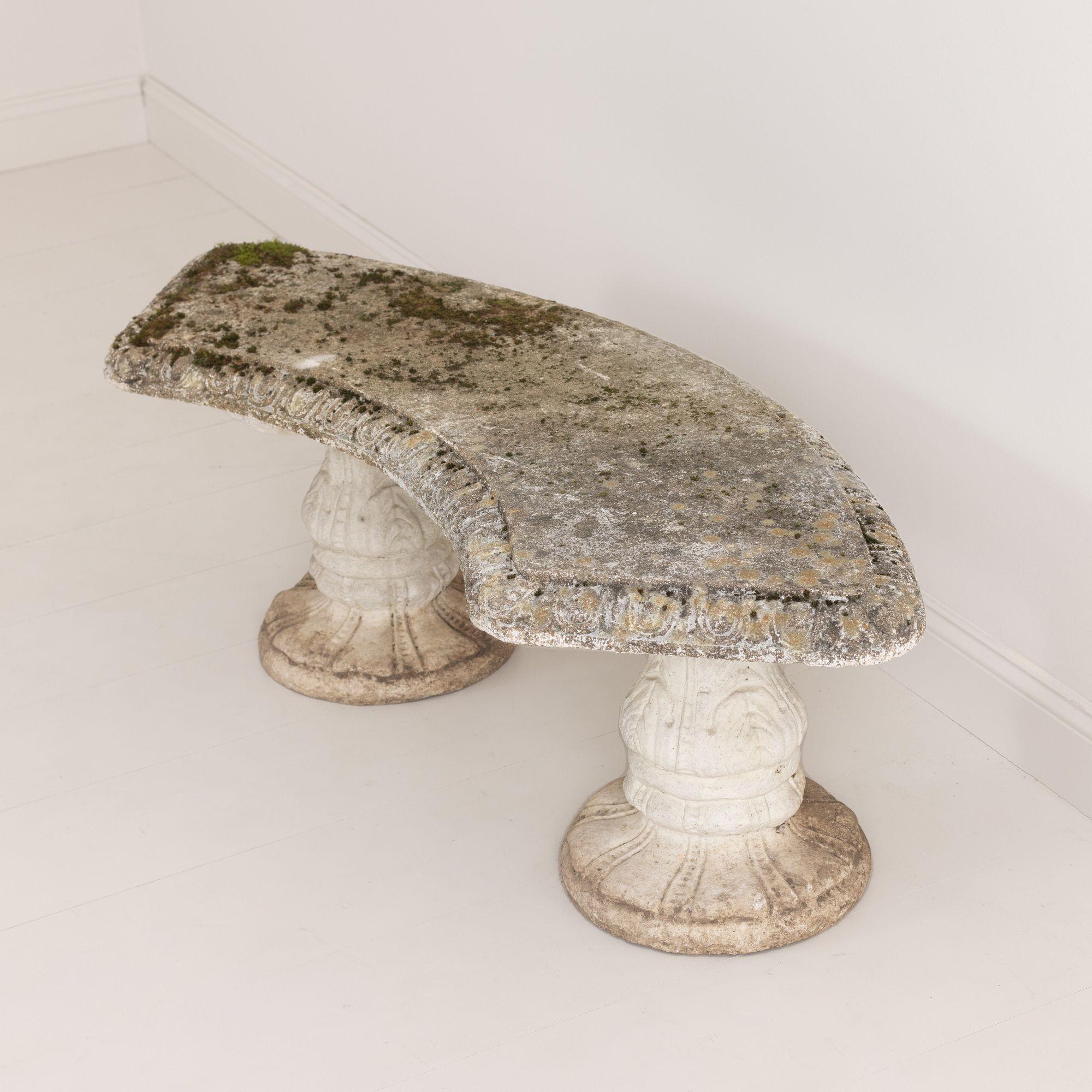 Early 20th Century French Concrete Garden Bench For Sale 1