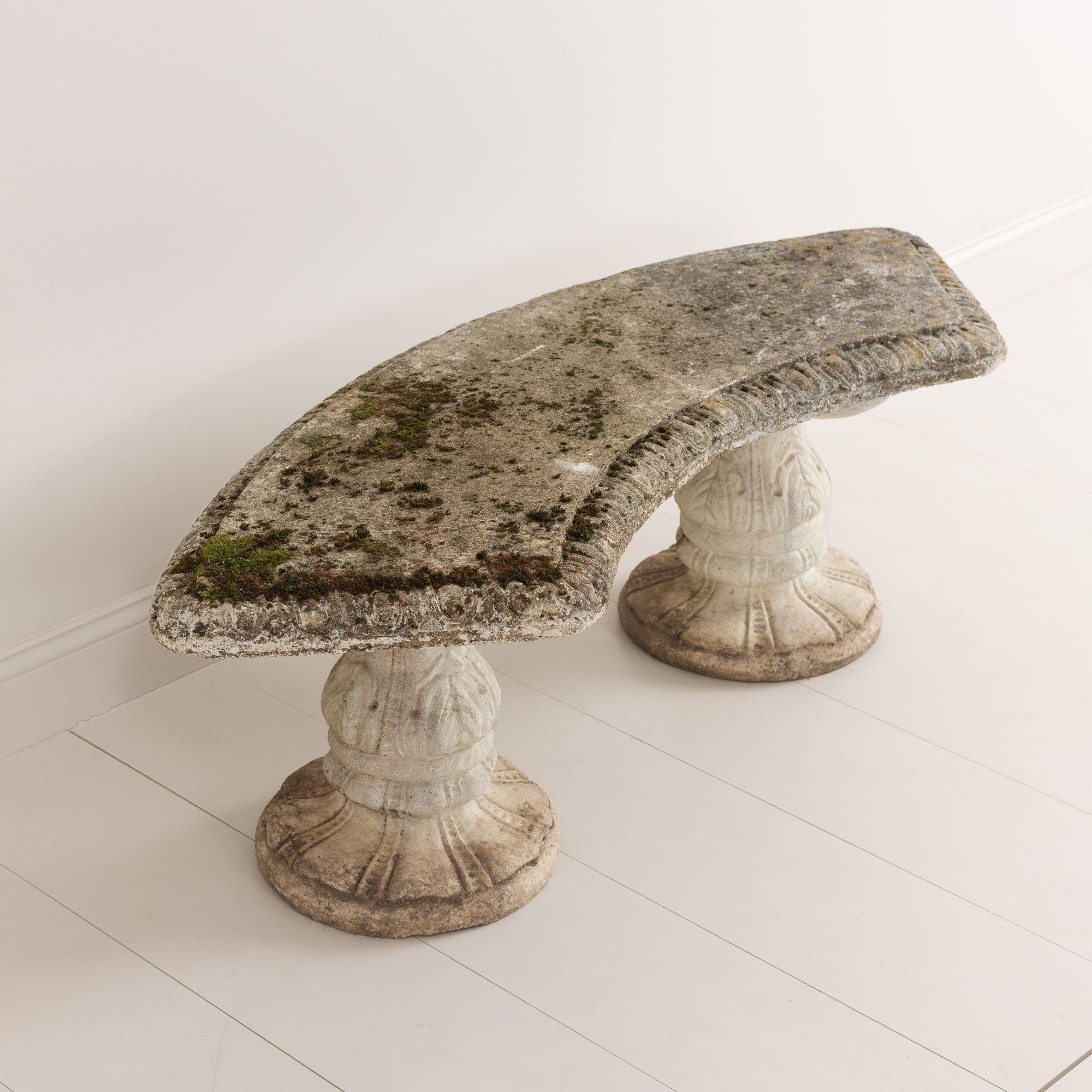 Early 20th Century French Concrete Garden Bench For Sale 2