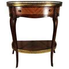 Louis XV Style French Console Withe Shaped Marble Different Wood Inlaid 1890