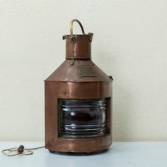 Französische Kupfer- und Messing-Marine-Port-Beistelllaterne des frühen 20. Jahrhunderts, 26-in hoch