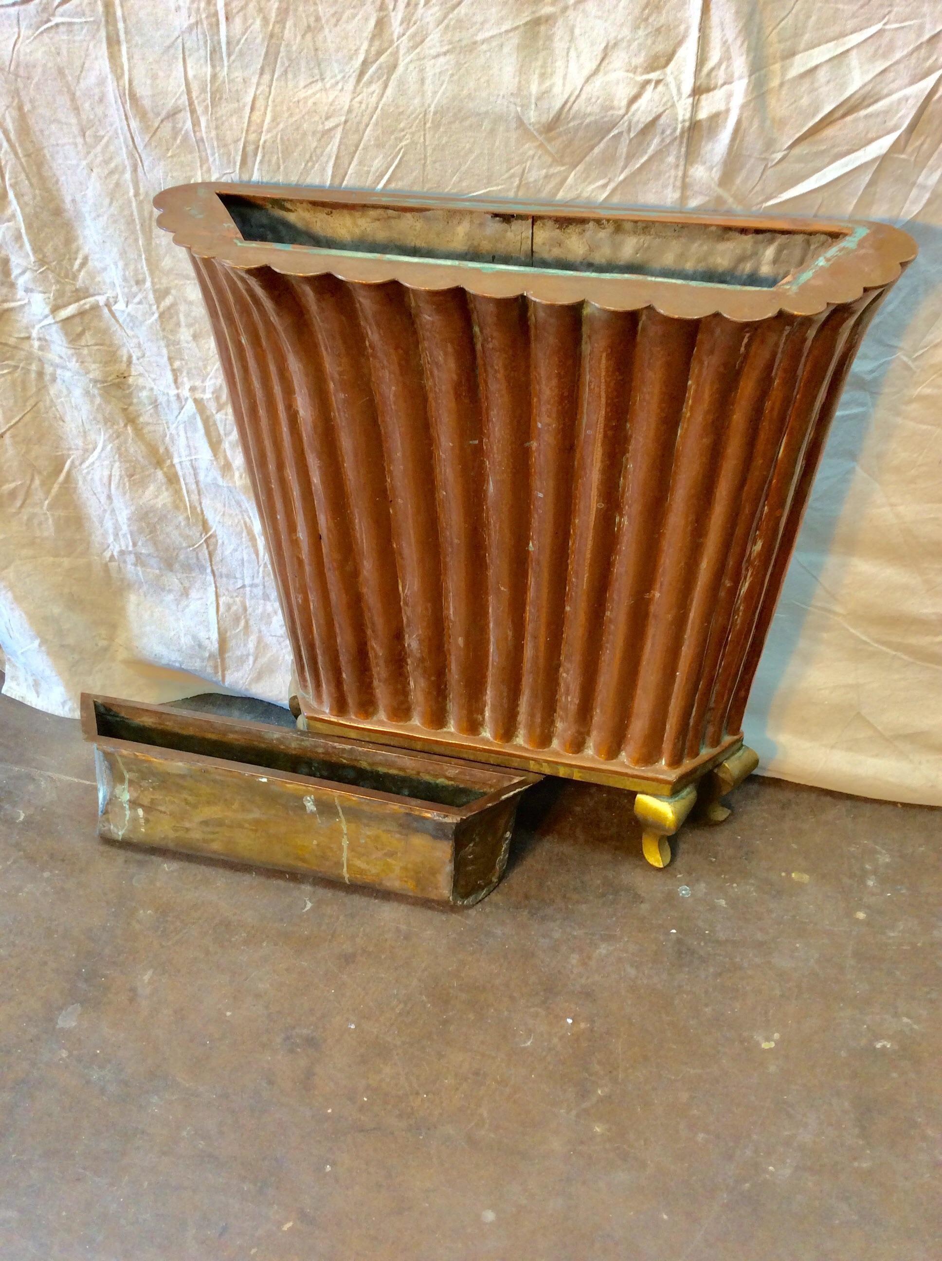 Early 20th Century French Copper and Brass Umbrella Plant Stand For Sale 3