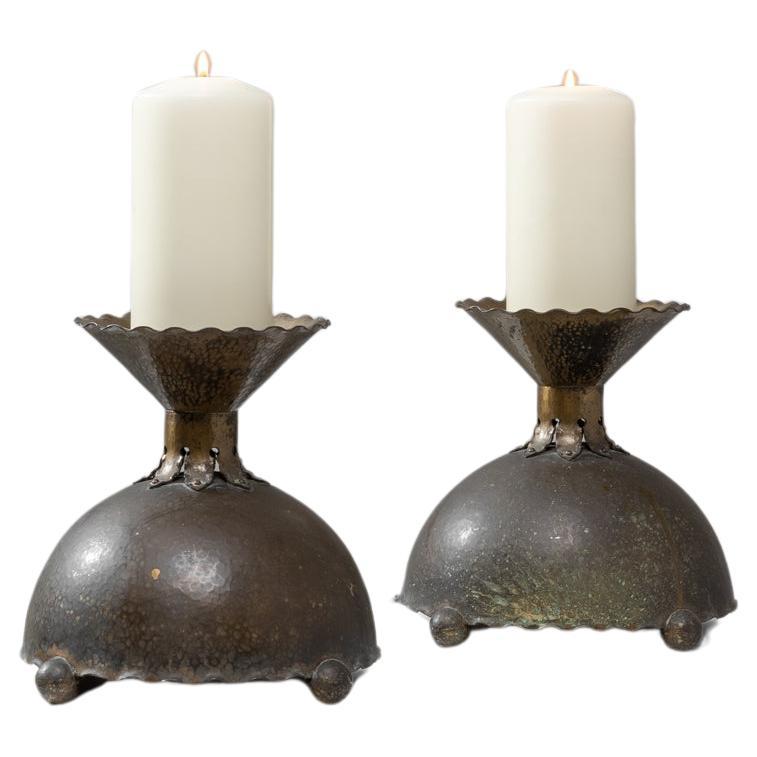 Early 20th Century French Copper Candlesticks, a Pair For Sale