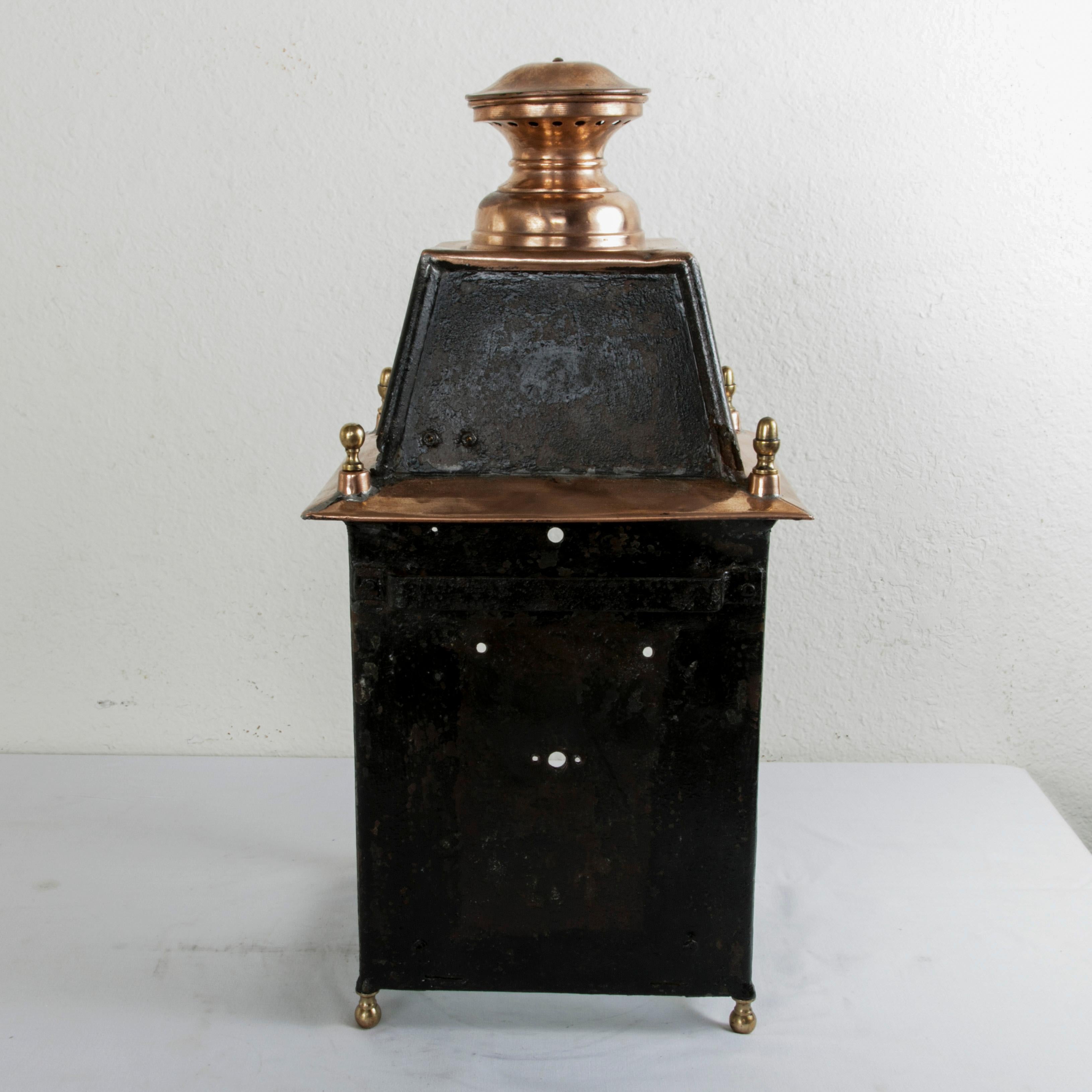 Early 20th Century French Copper, Iron, and Brass Railroad Lantern with Glass 2
