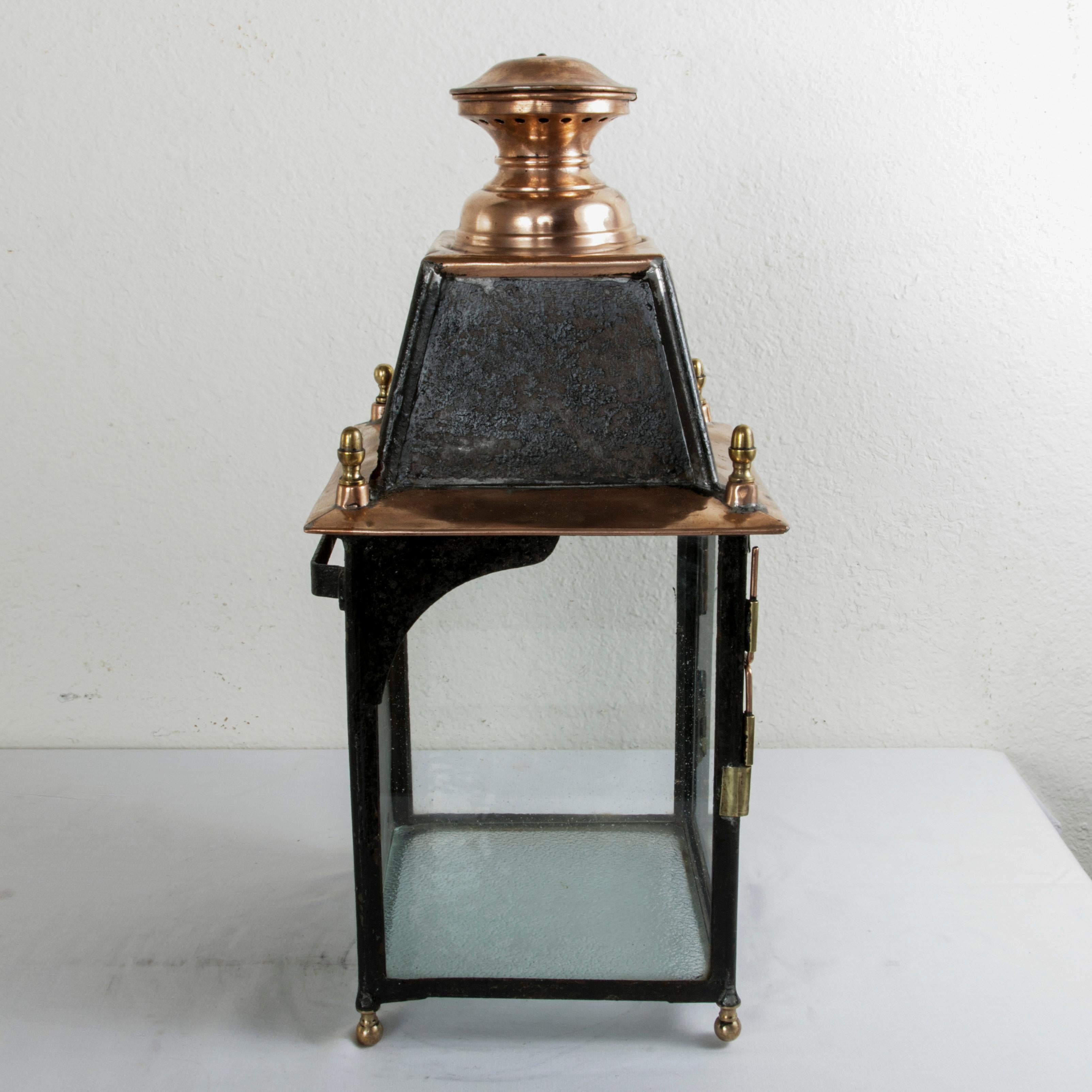 Early 20th Century French Copper, Iron, and Brass Railroad Lantern with Glass 3
