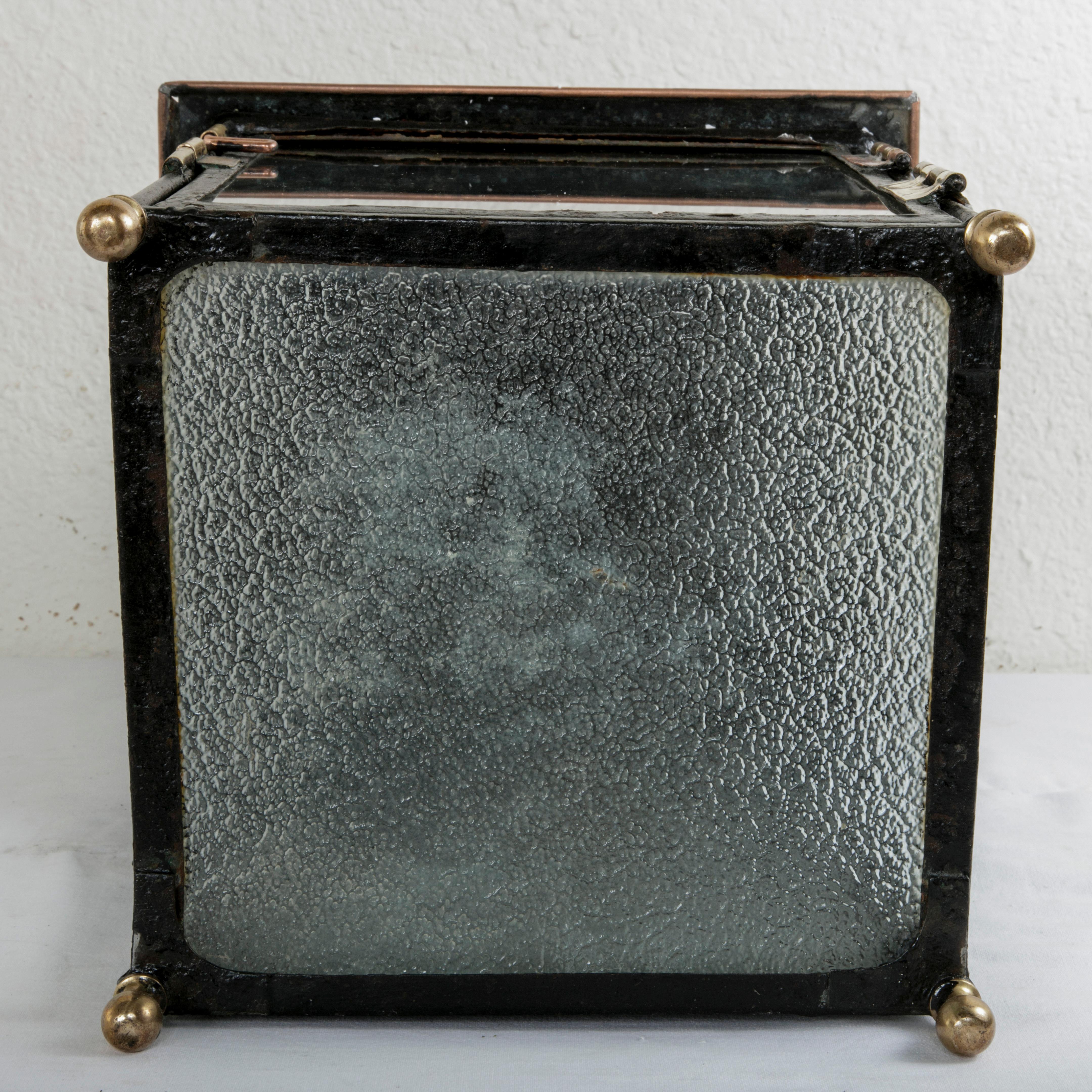 Early 20th Century French Copper, Iron, and Brass Railroad Lantern with Glass 5