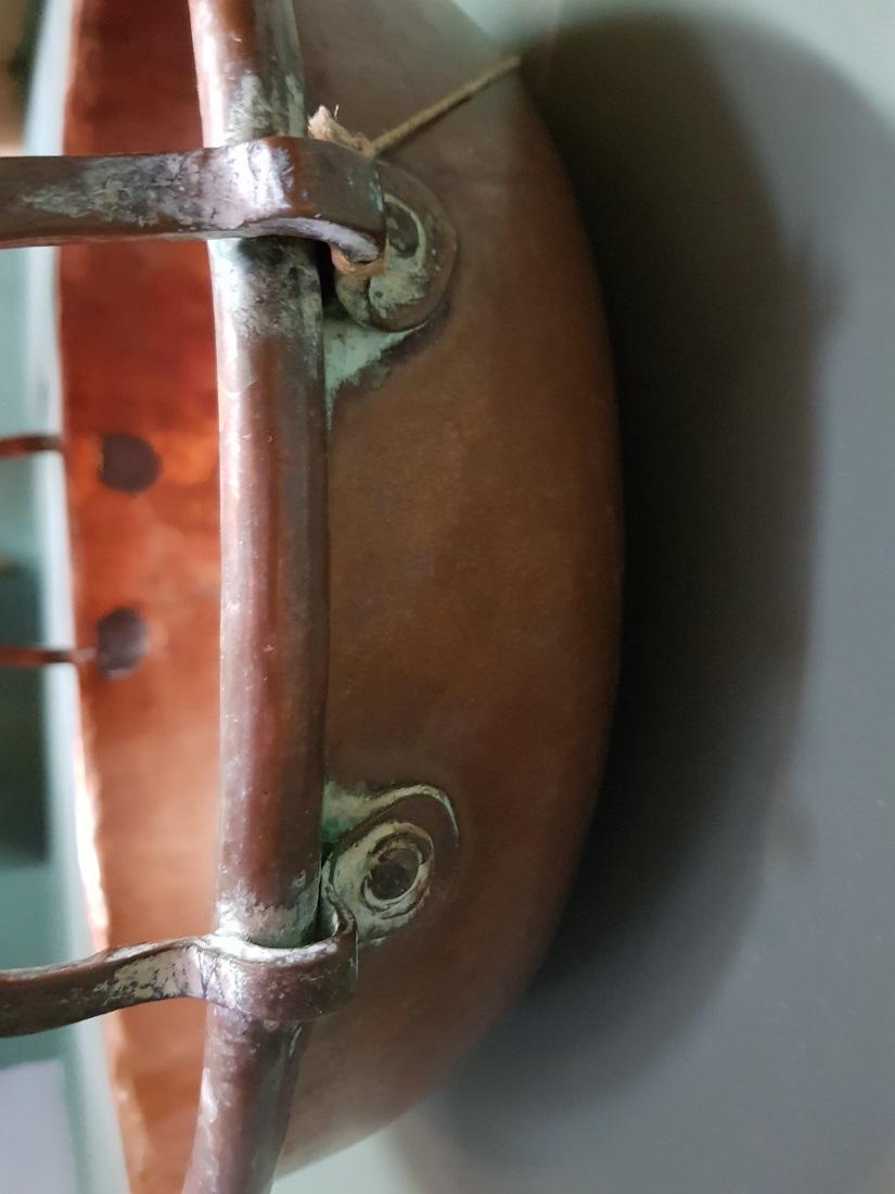 Early 20th Century French Copper Jam Pan with Brass Handles 1