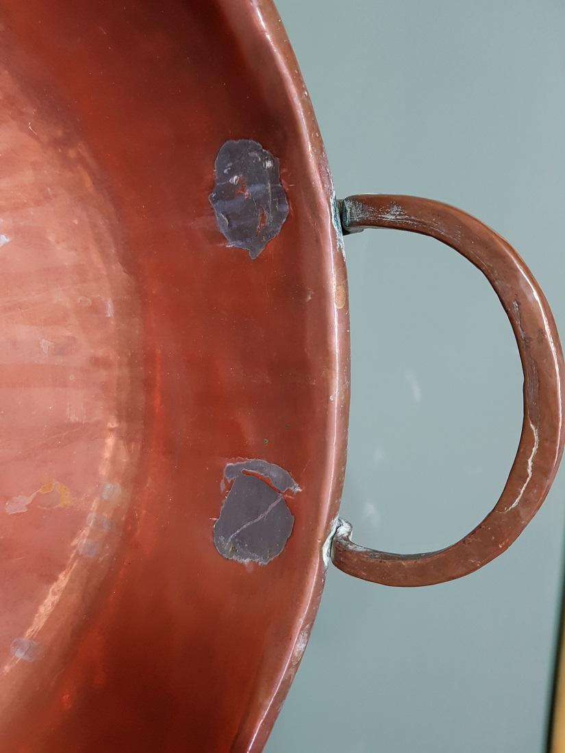 Early 20th Century French Copper Jam Pan with Brass Handles 2