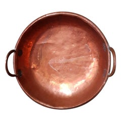 Early 20th Century French Copper Jam Pan with Brass Handles