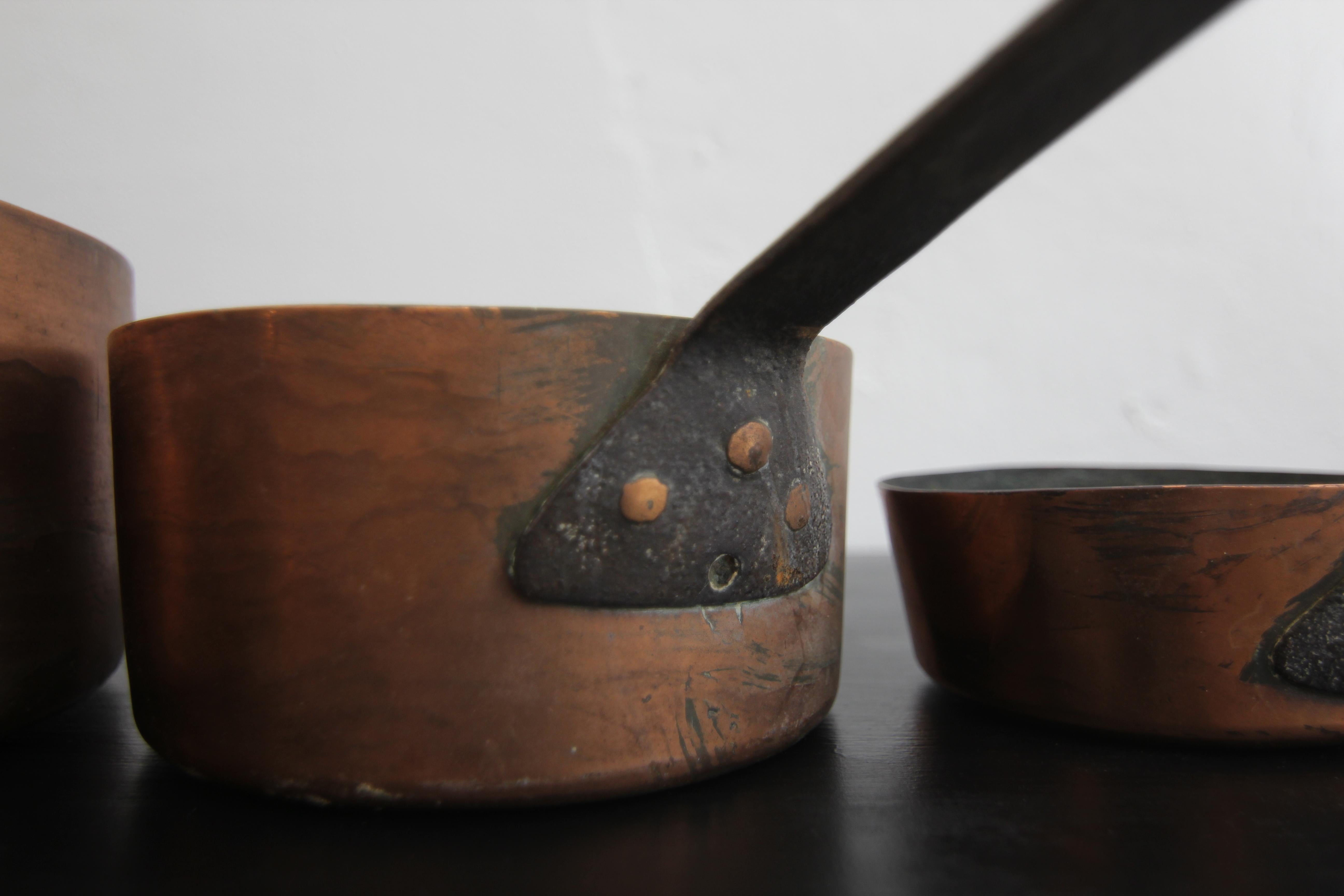 Pots en cuivre français du début du 20e siècle, ensemble de 4 en vente 10