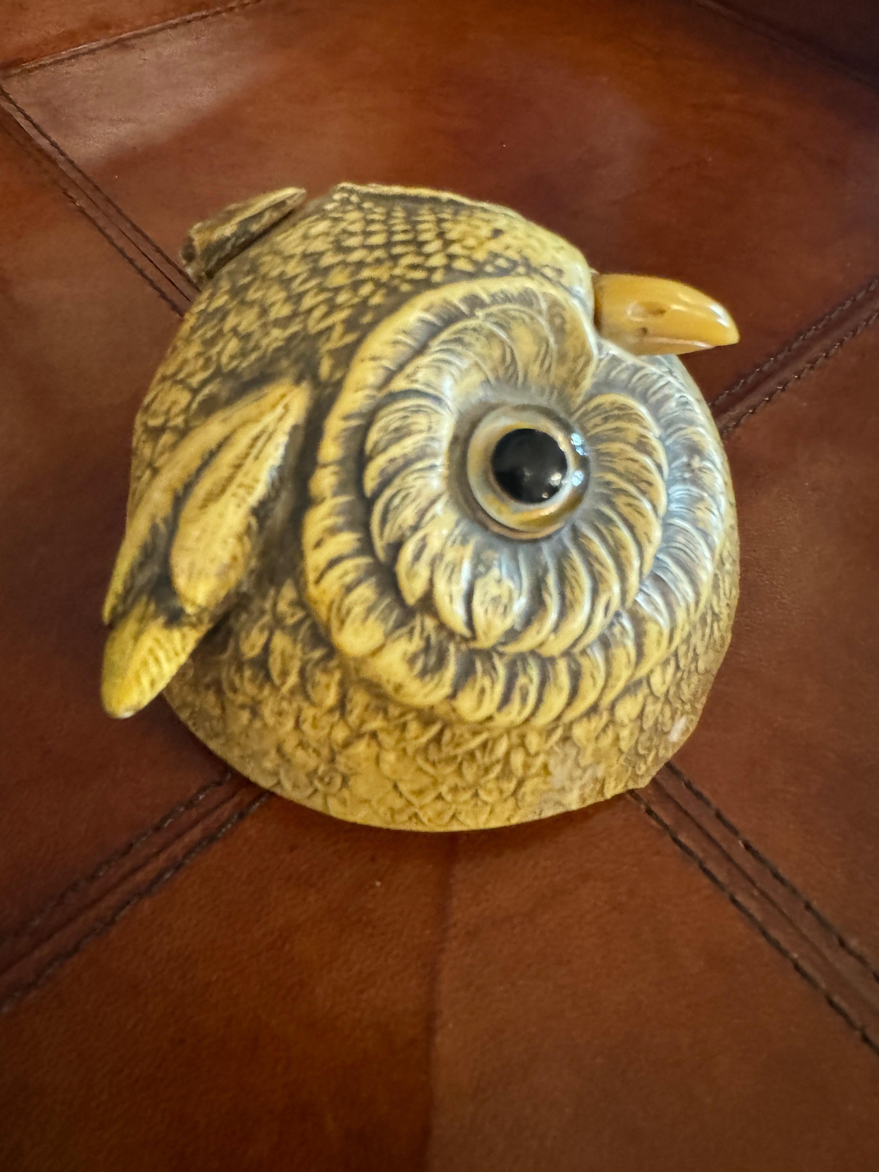 Art Nouveau Early 20th Century French Counter Bell in the Form of an Owl Head For Sale
