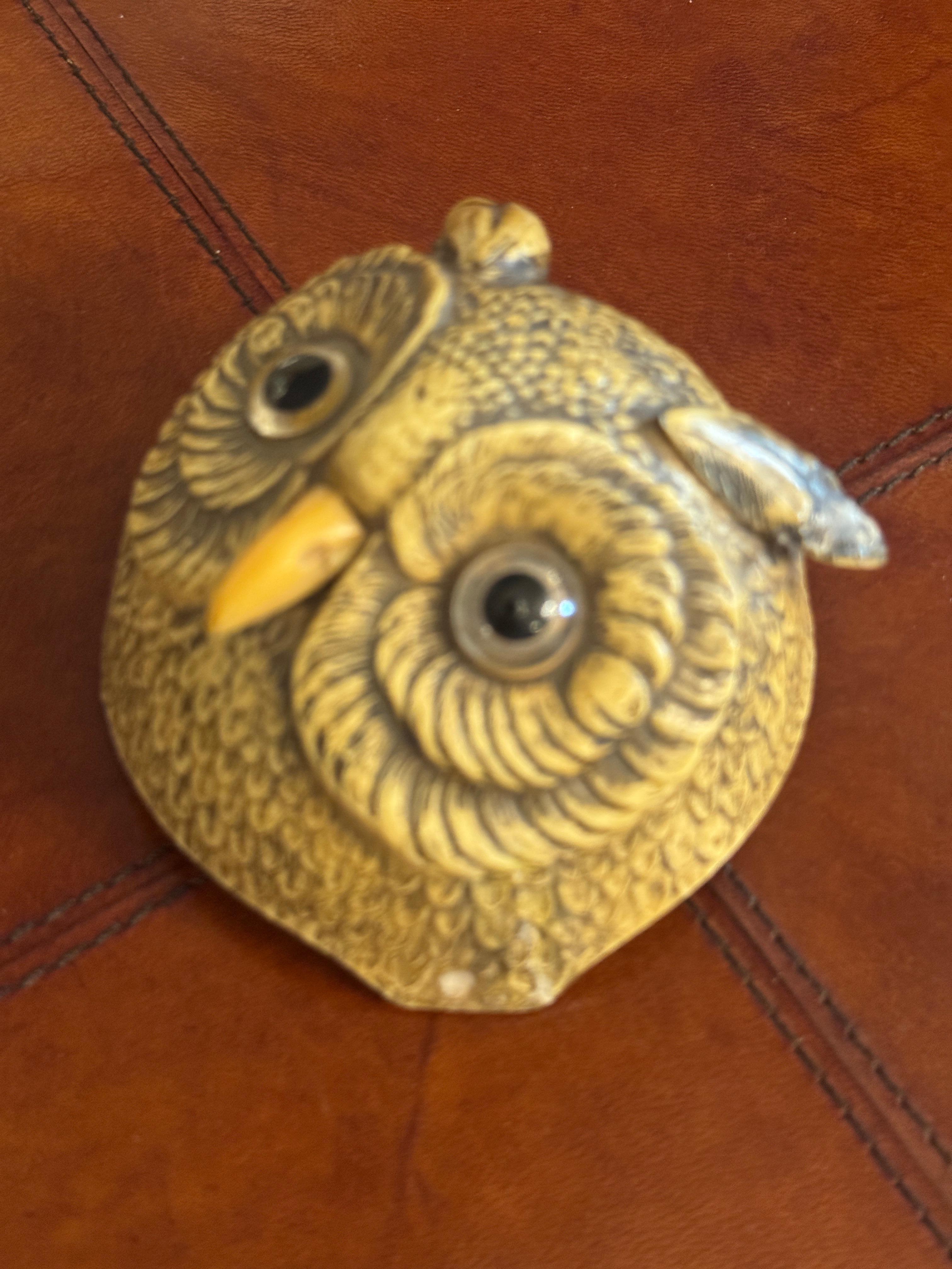 Plastic Early 20th Century French Counter Bell in the Form of an Owl Head For Sale