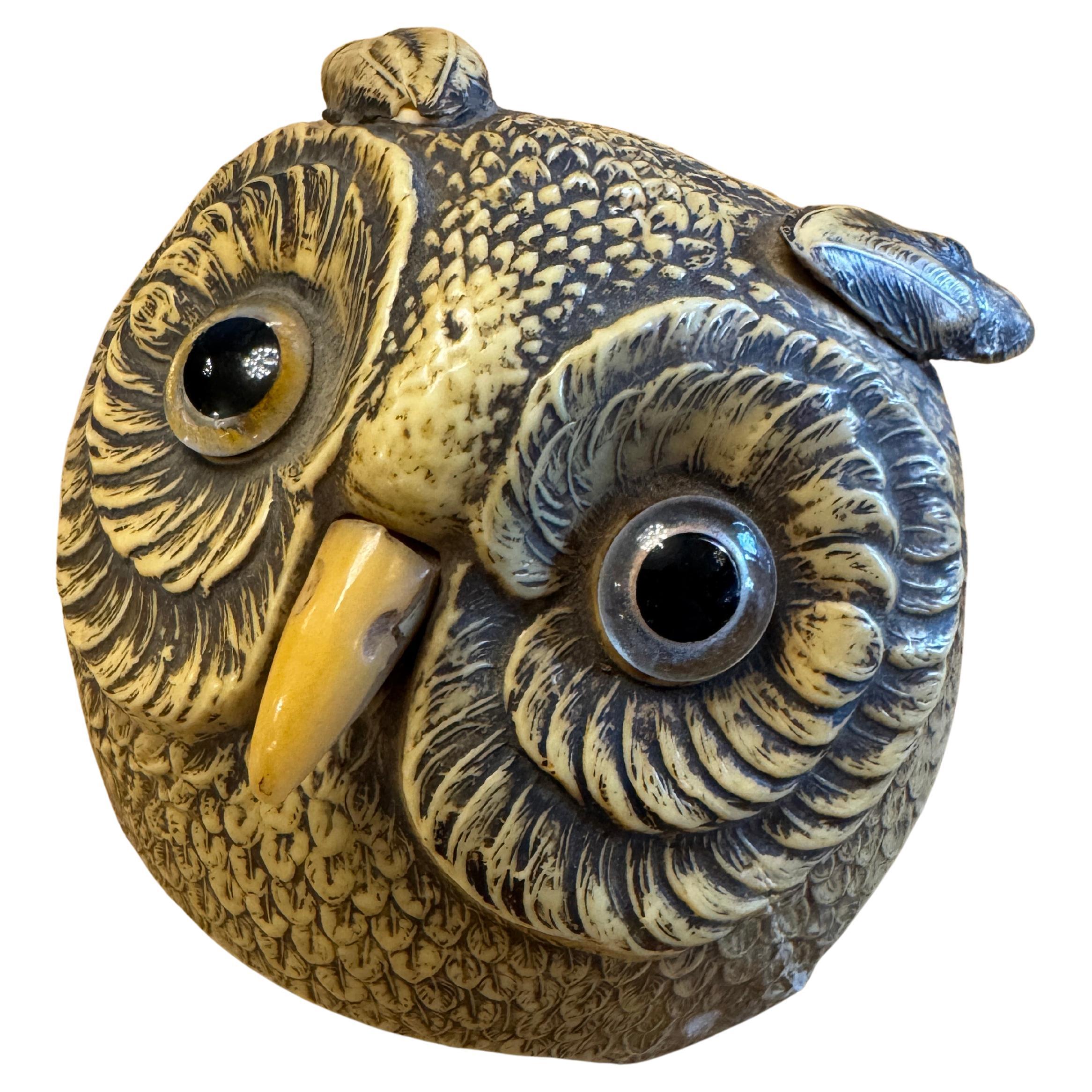 Early 20th Century French Counter Bell in the Form of an Owl Head For Sale