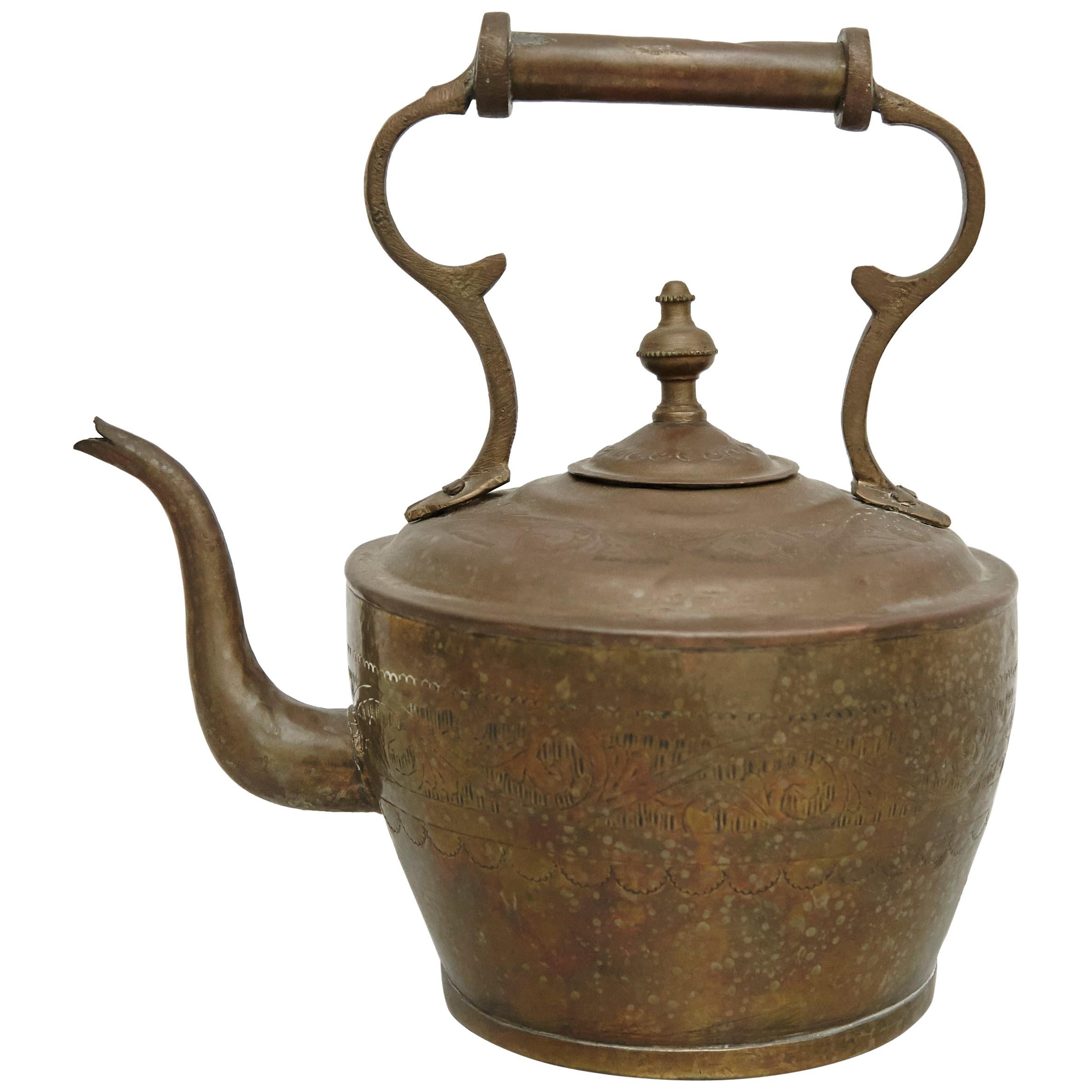 Early 20th Century French Country Brass Teapot