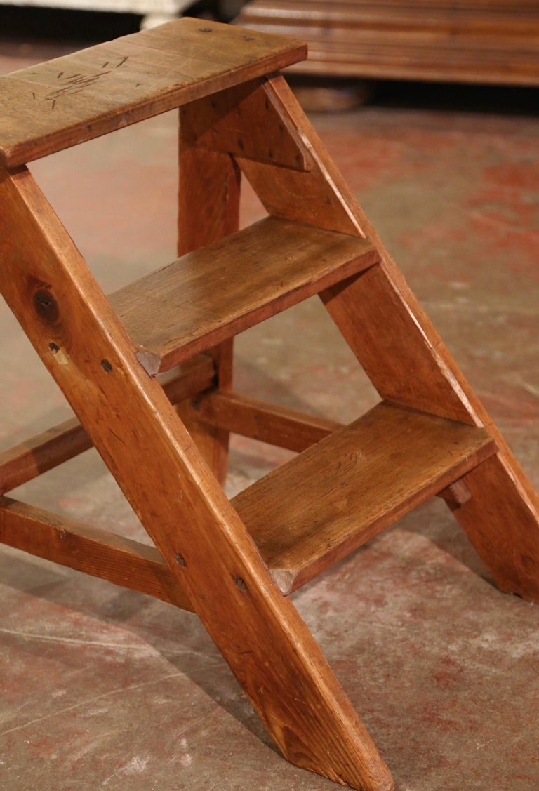 Early 20th Century French Country Carved Pine and Oak Three-Step ...