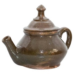 Französische Country-Teekanne aus Keramik des frühen 20. Jahrhunderts