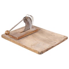 Early 20th Century French Country Guillotine Style Bread Cutter with Board