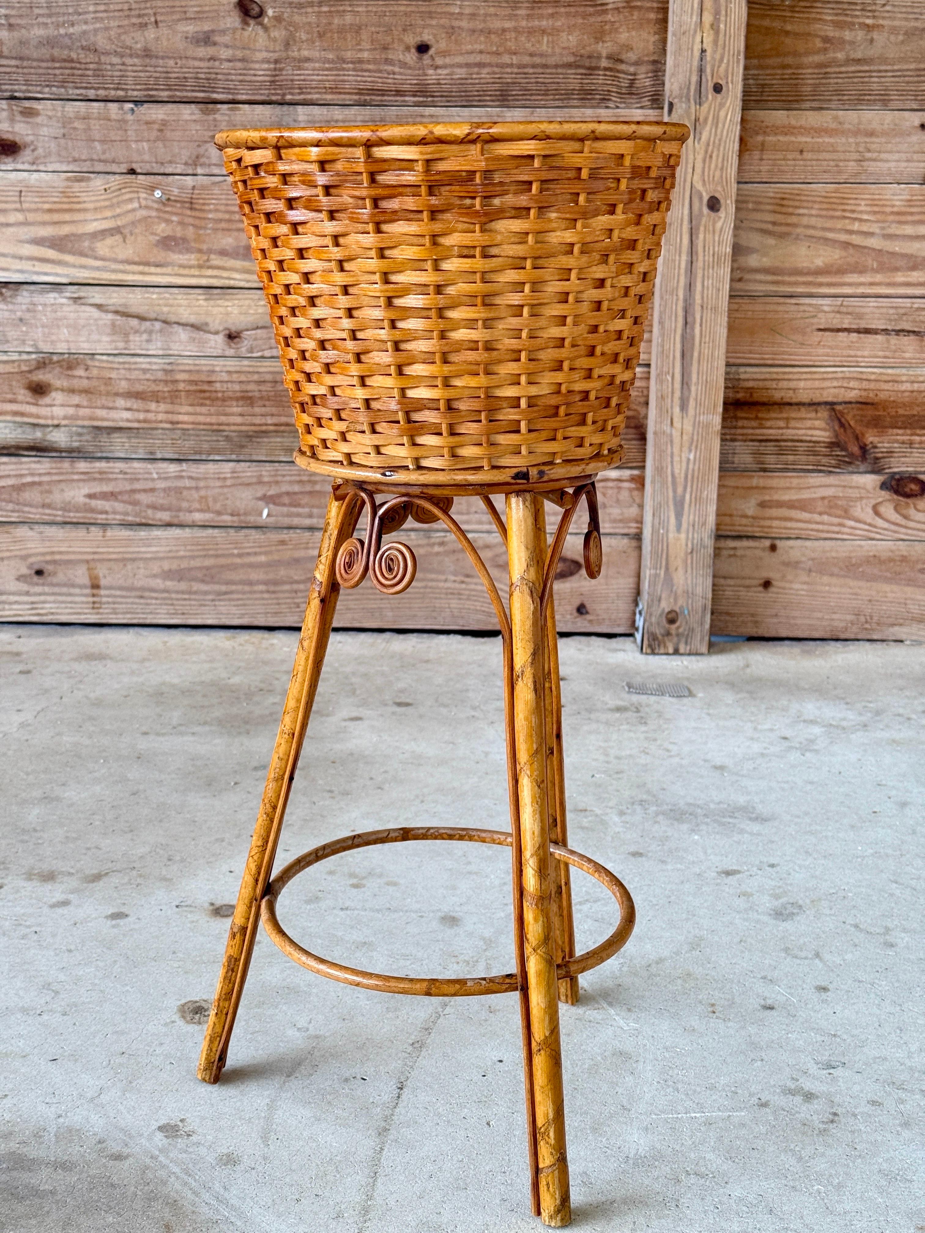 Organico moderno Piantana in rattan intrecciato a mano di inizio XX secolo in vendita