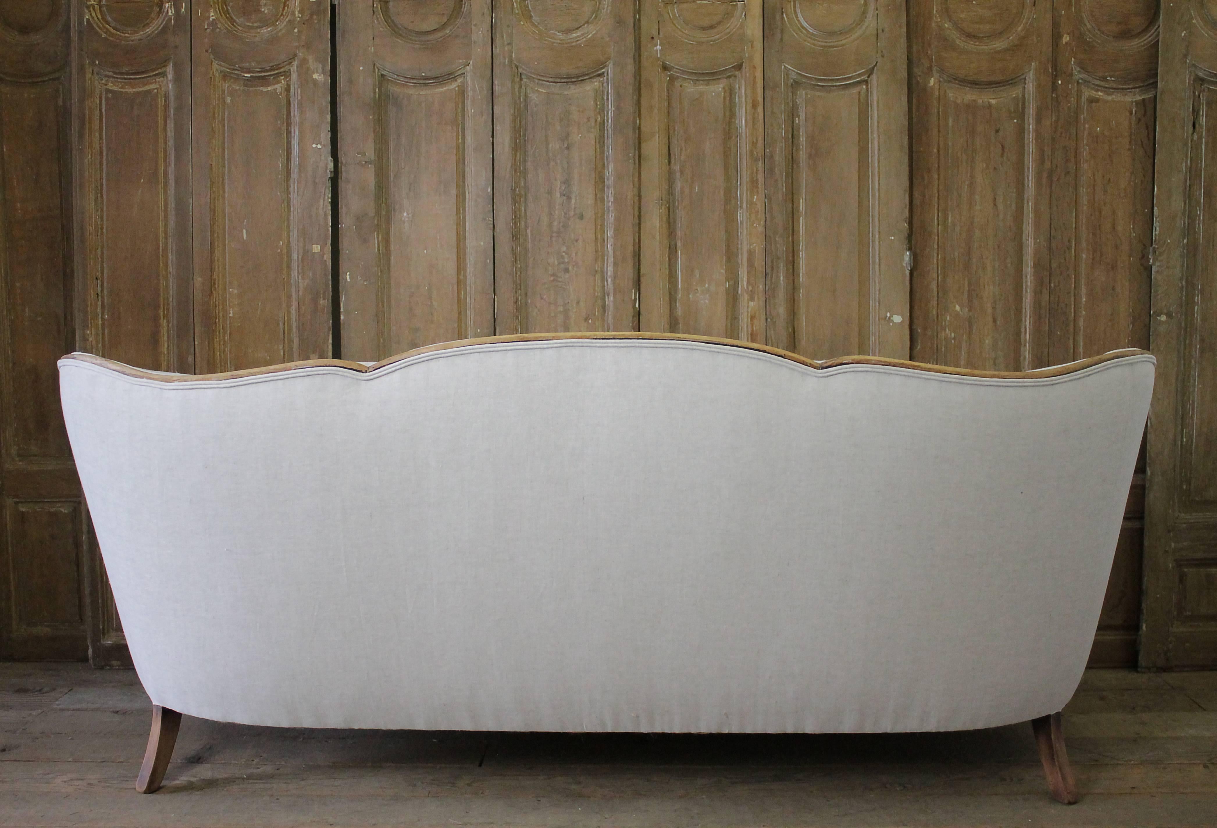 Early 20th Century French Country Style Belgian Linen Upholstered Sofa 3