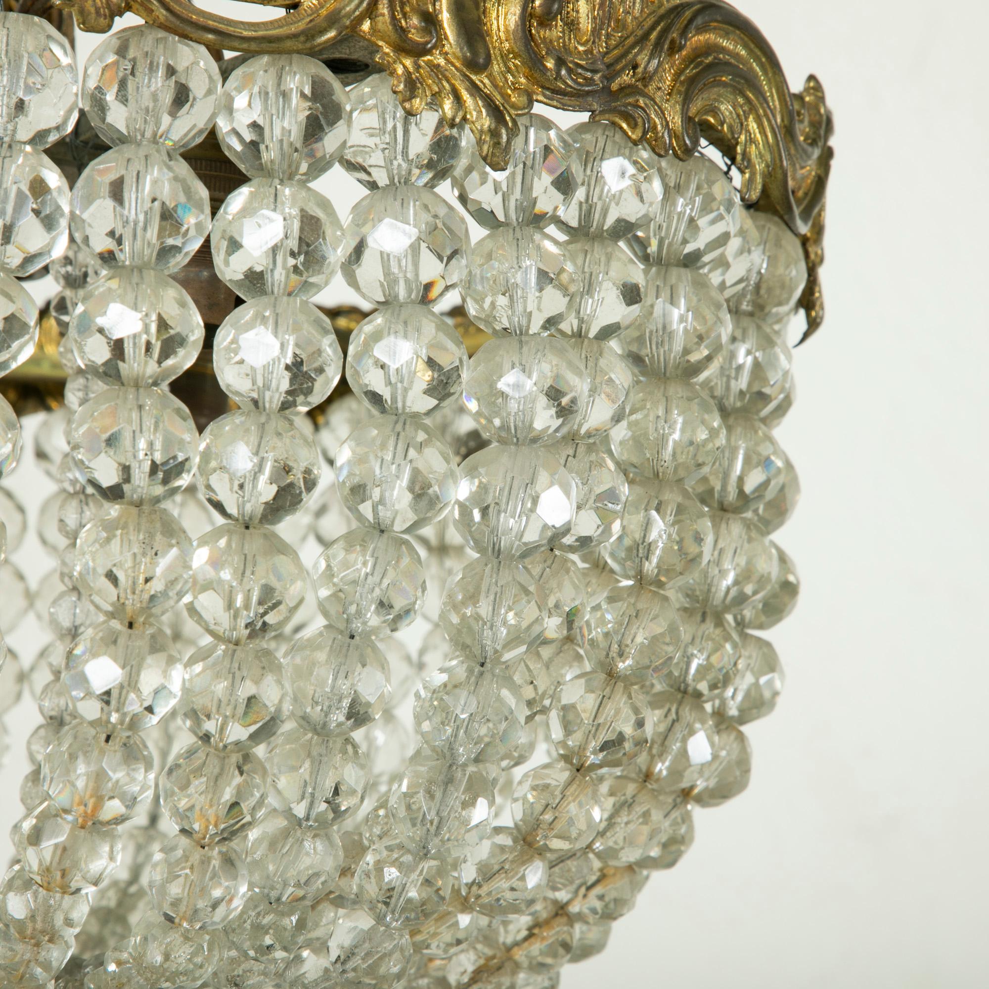 Early 20th Century French Crystal and Bronze Flush Mount or Chandelier, Pendant 3