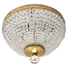 Early 20th century French crystal and gilt brass ceiling fixture
