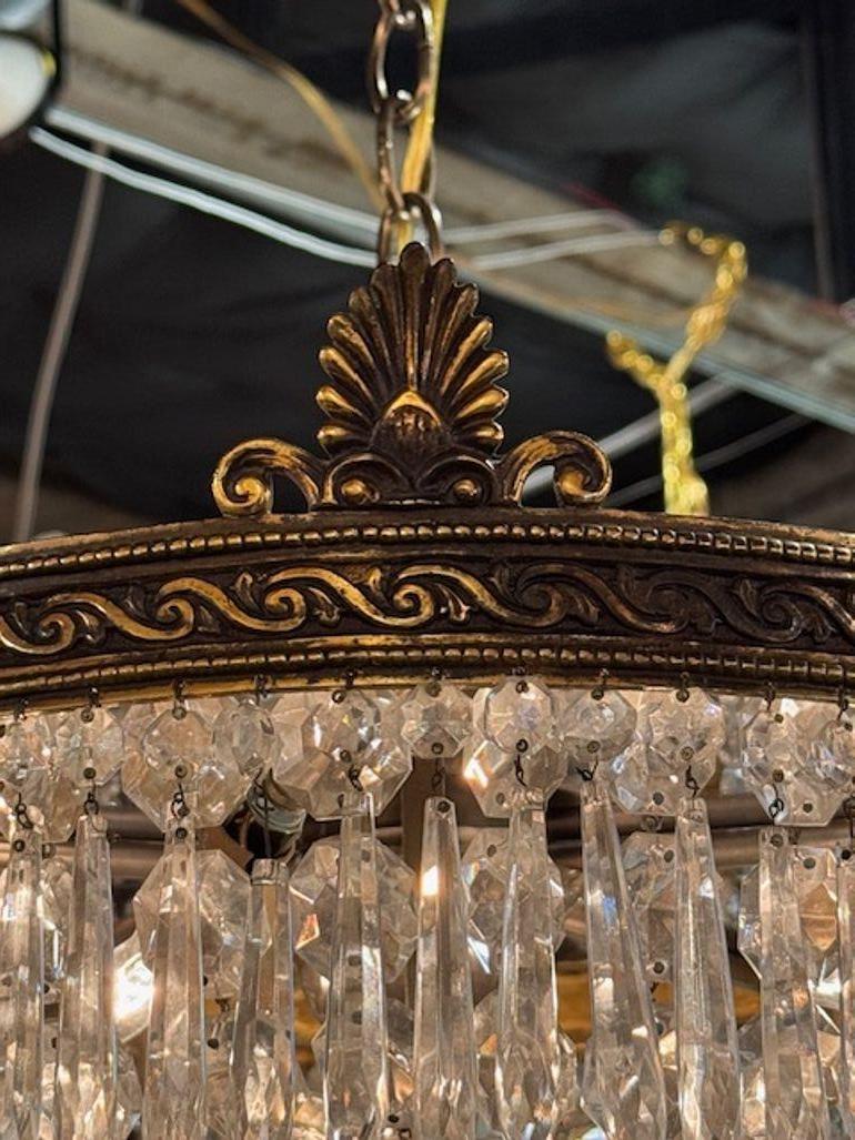 Early 20th Century French Crystal Flush Mount Chandeliers 1