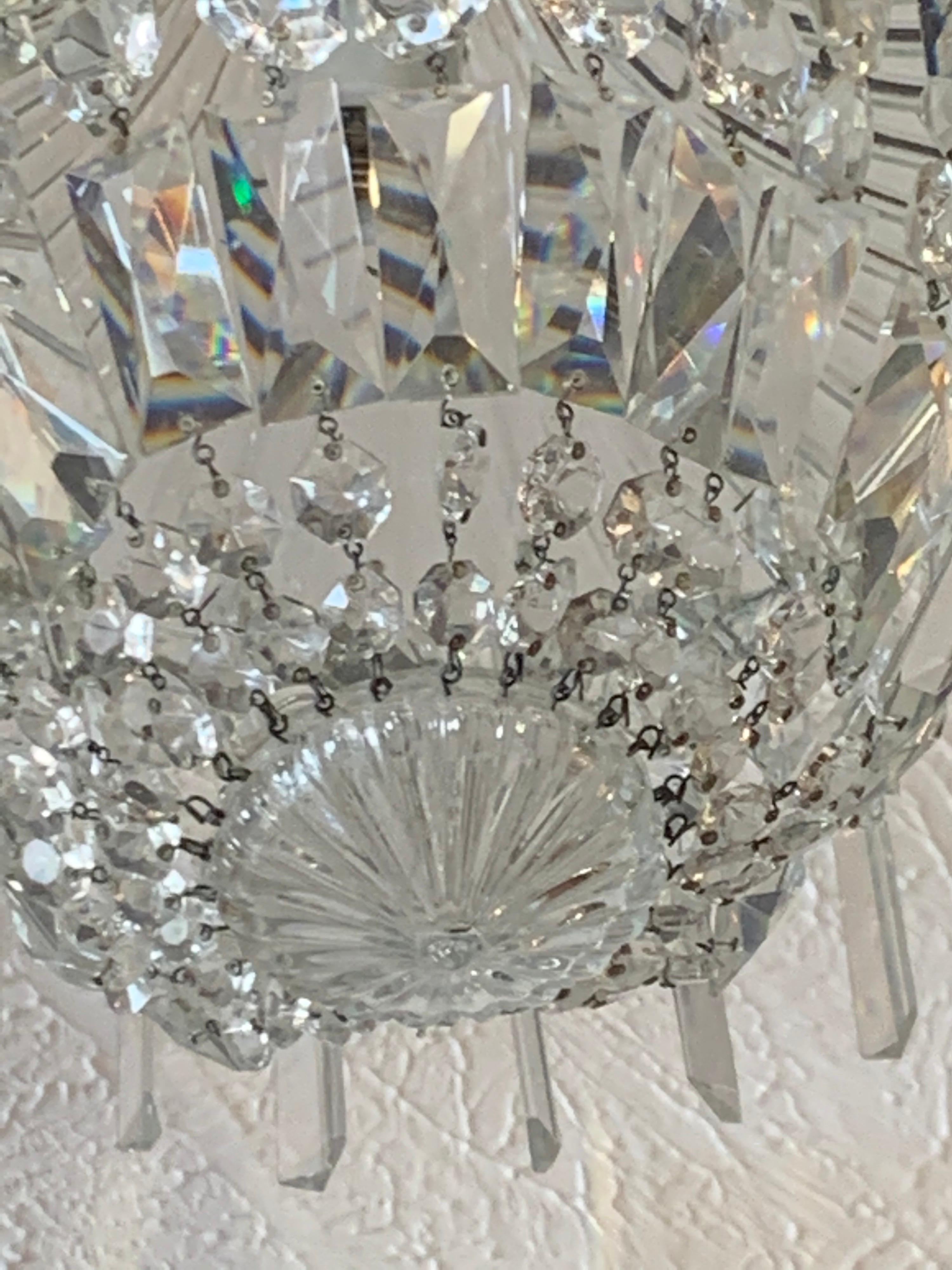 Early 20th Century French Crystal Single Light Pendant Chandelier 2