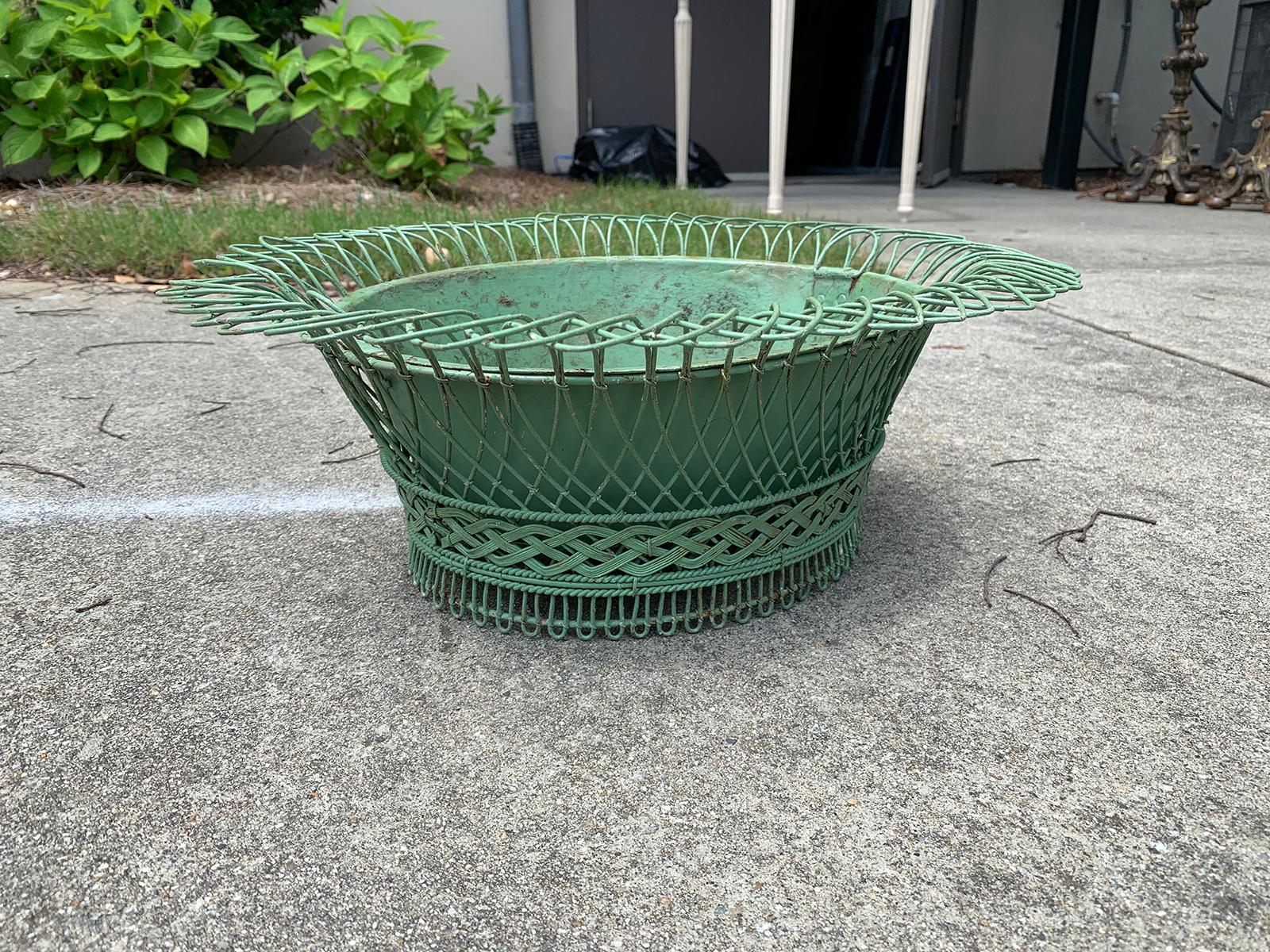 Tôle Early 20th Century French Custom Painted Wire Planter or Cachepot, Labeled