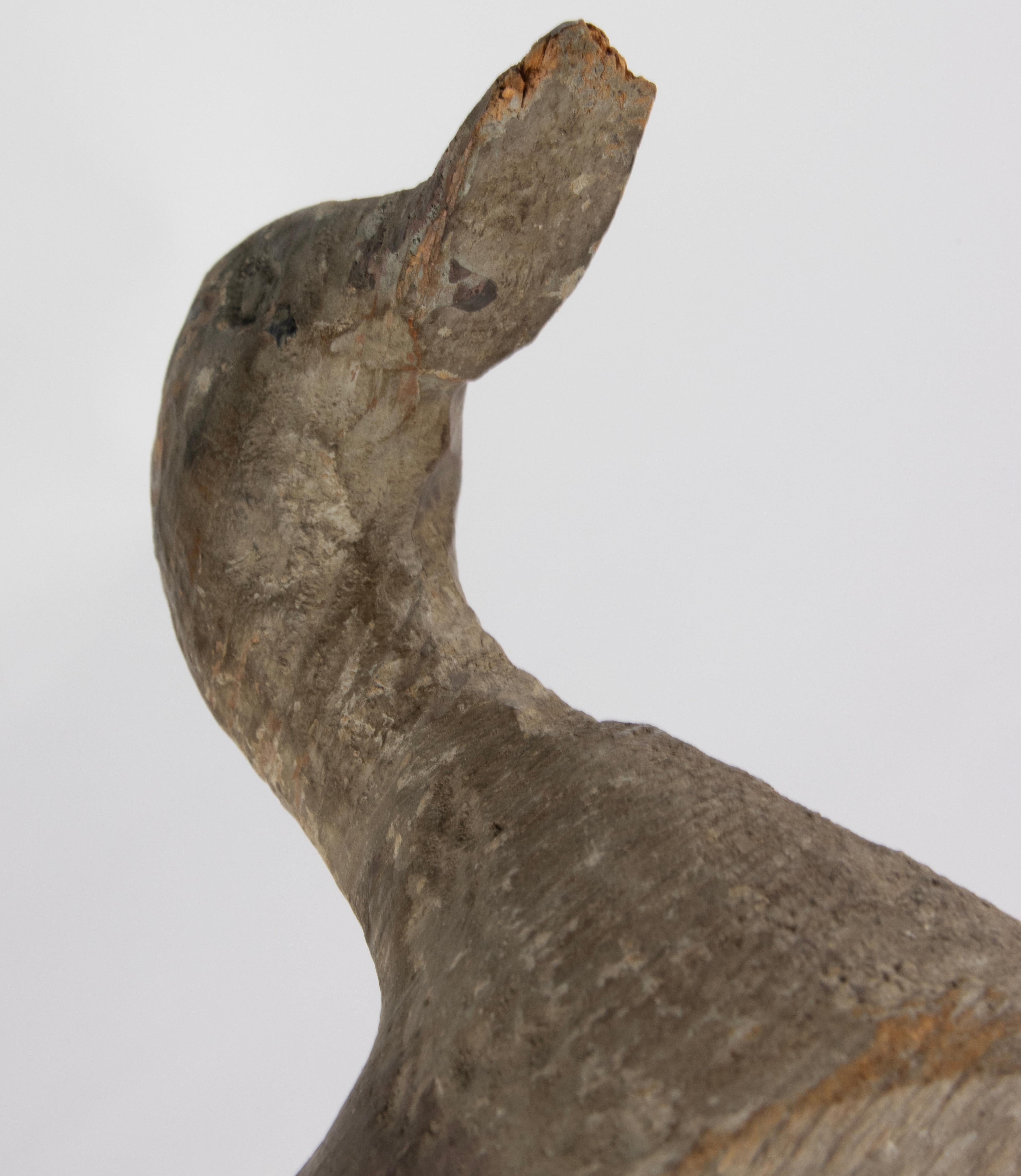 Early 20th Century French Decoy Duck - Hand-Carved Wood - Original Paint Traces For Sale 7