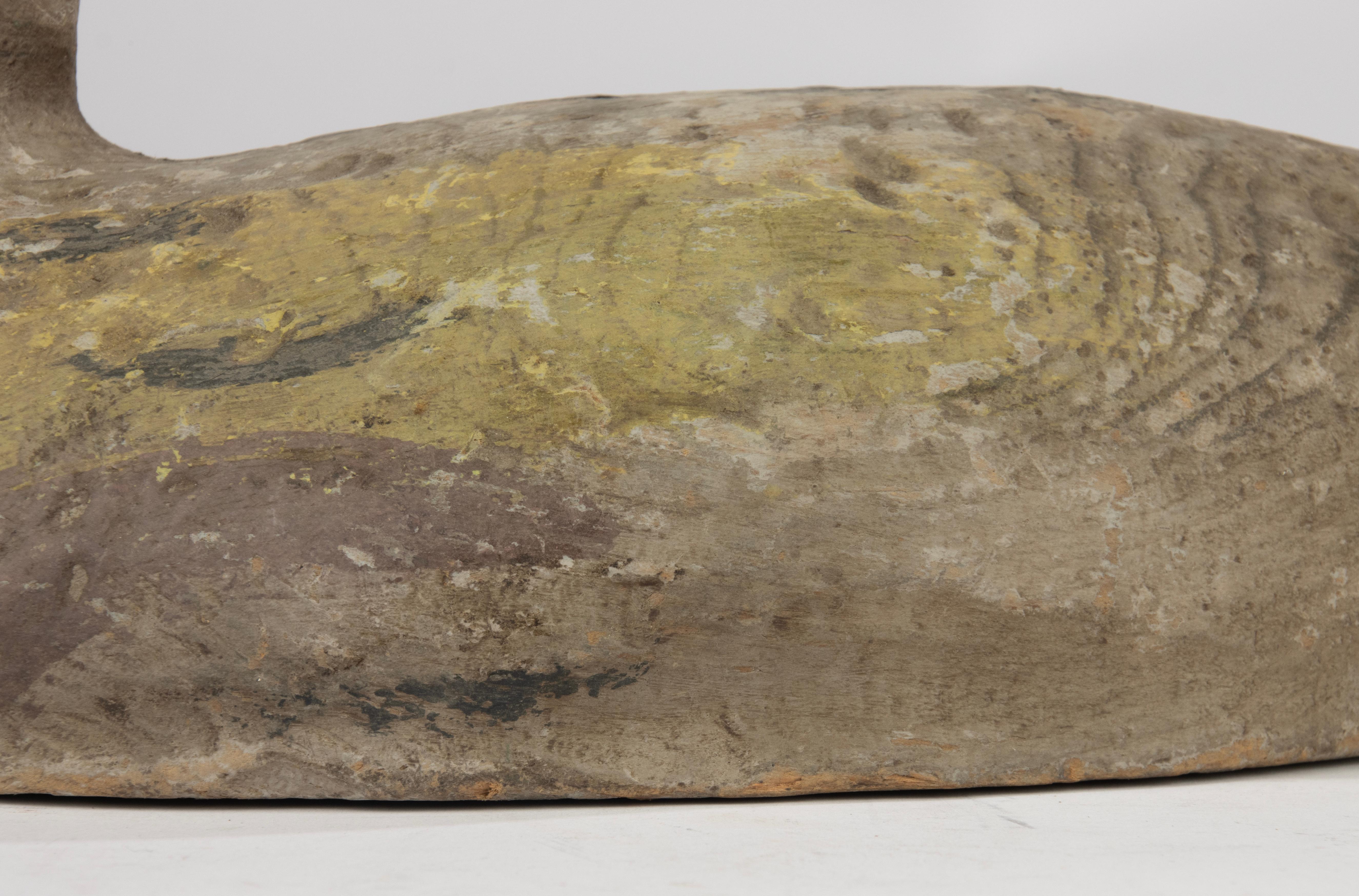 Early 20th Century French Decoy Duck - Hand-Carved Wood - Original Paint Traces For Sale 2