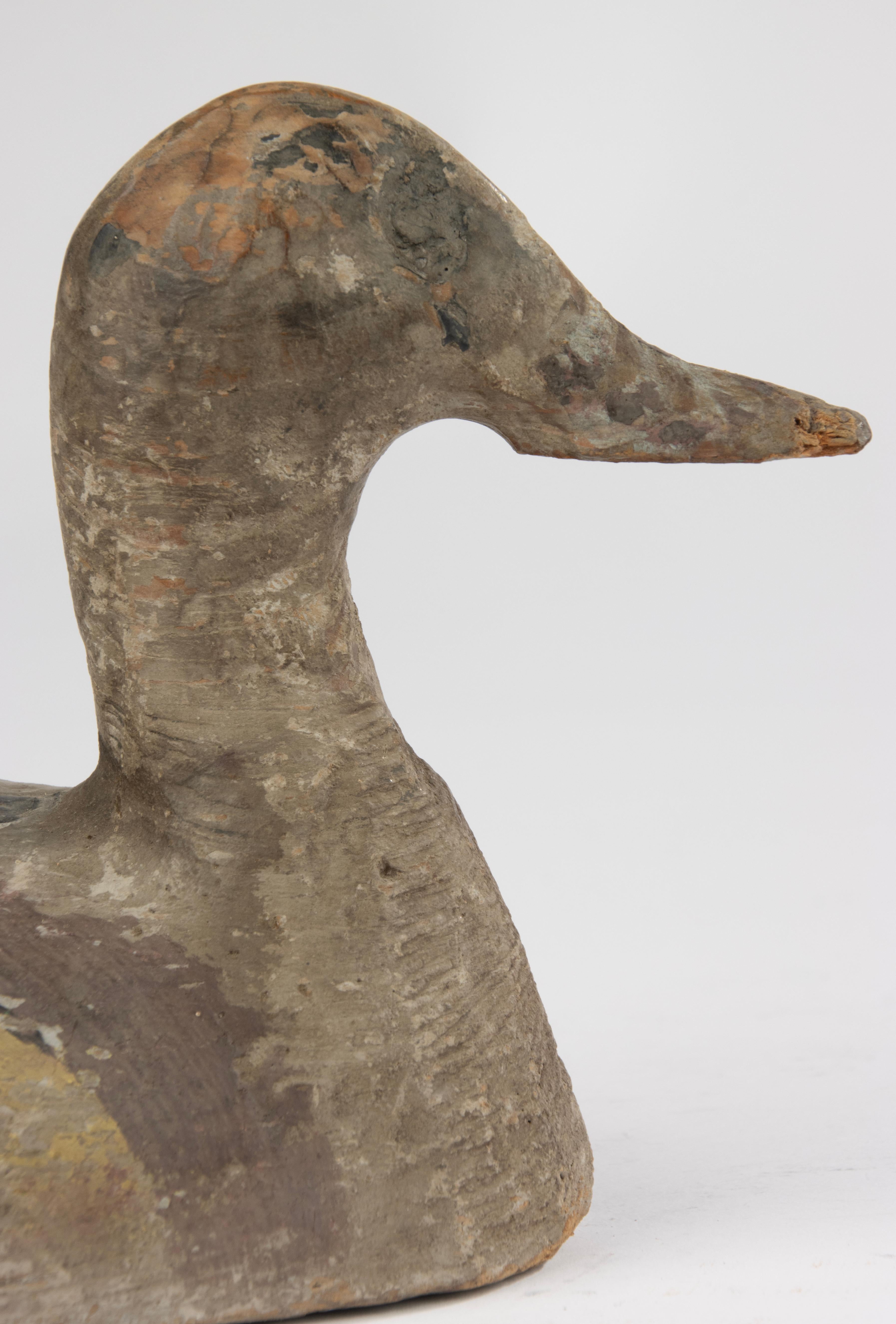 Early 20th Century French Decoy Duck - Hand-Carved Wood - Original Paint Traces For Sale 4