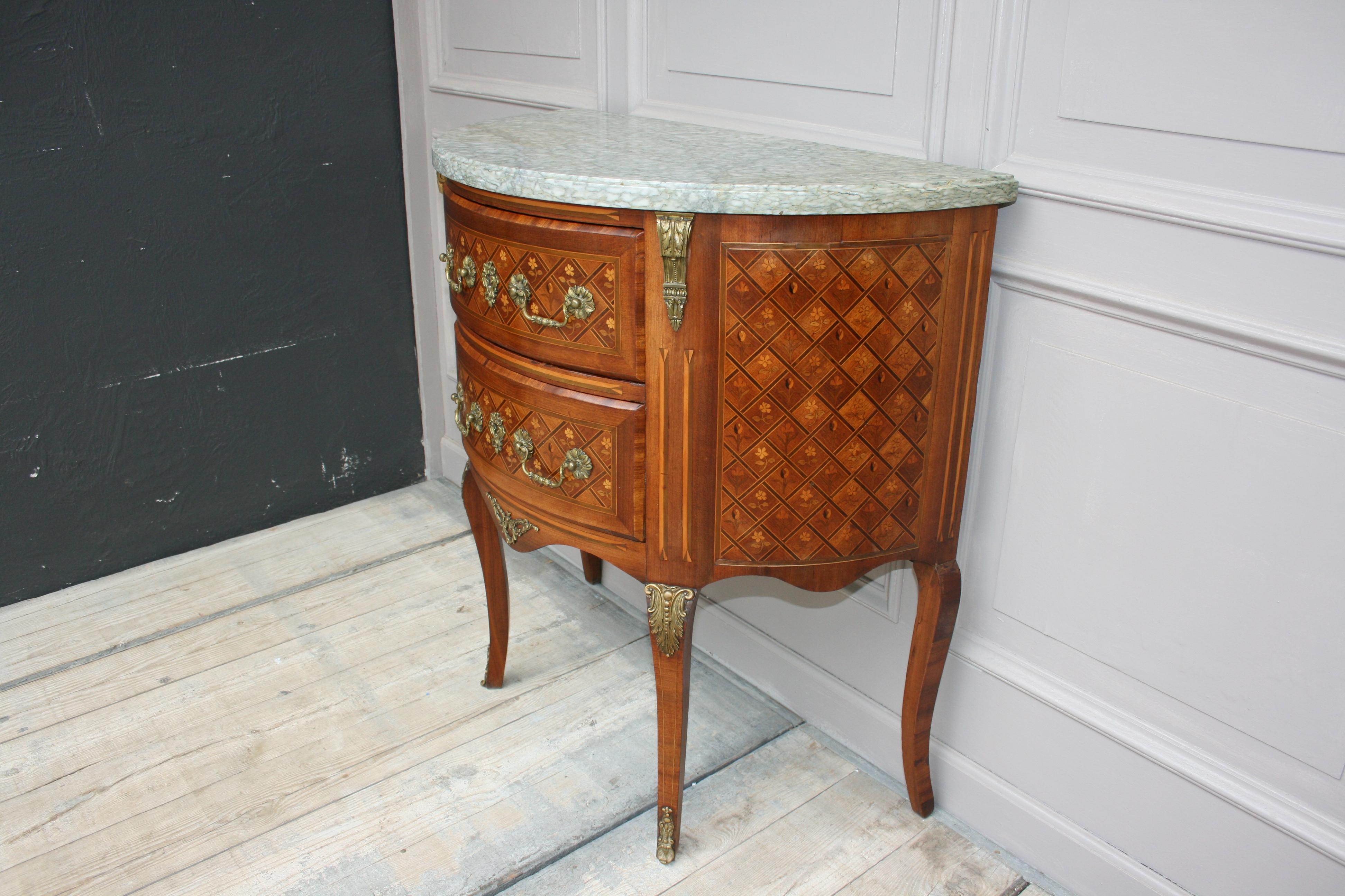 Early 20th Century French Demilune Chest of Drawers, Louis XV Style 12