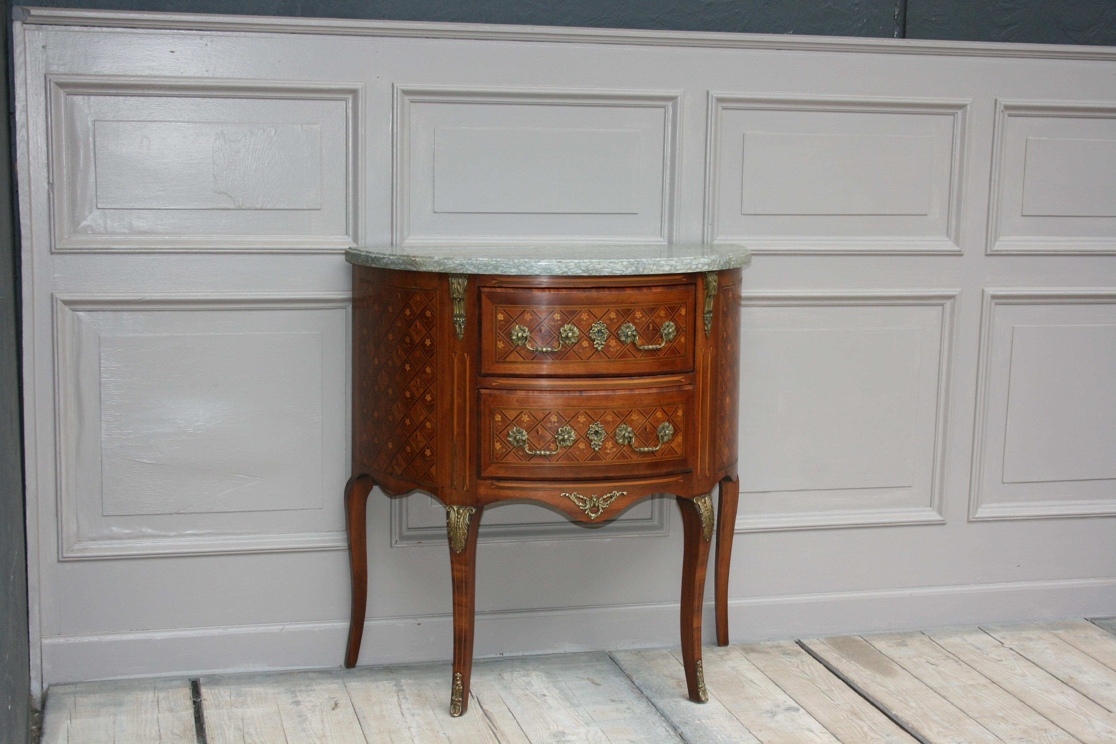 Nutwood Early 20th Century French Demilune Chest of Drawers, Louis XV Style