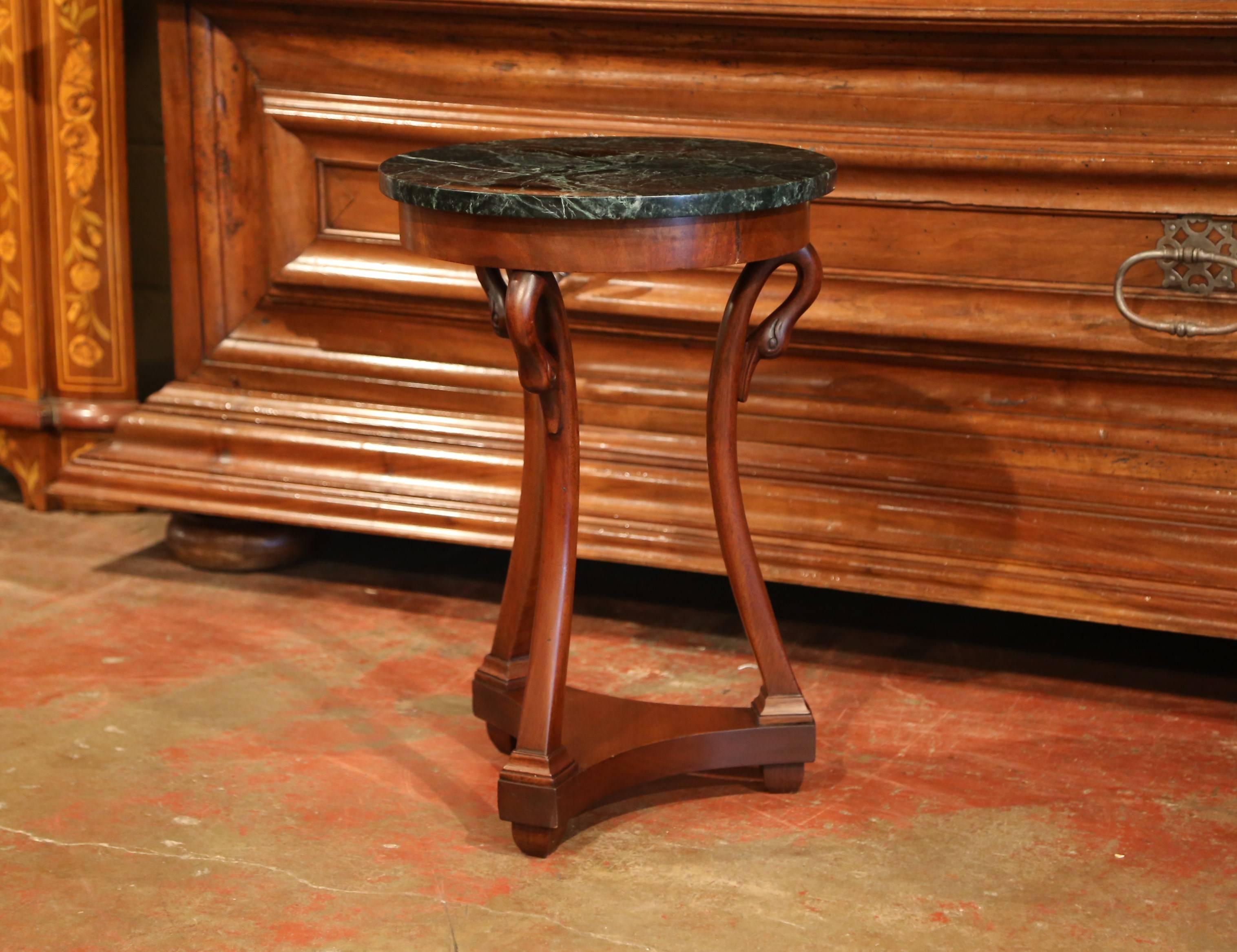 Early 20th Century French Directoire Carved Walnut Side Table with Marble Top 3